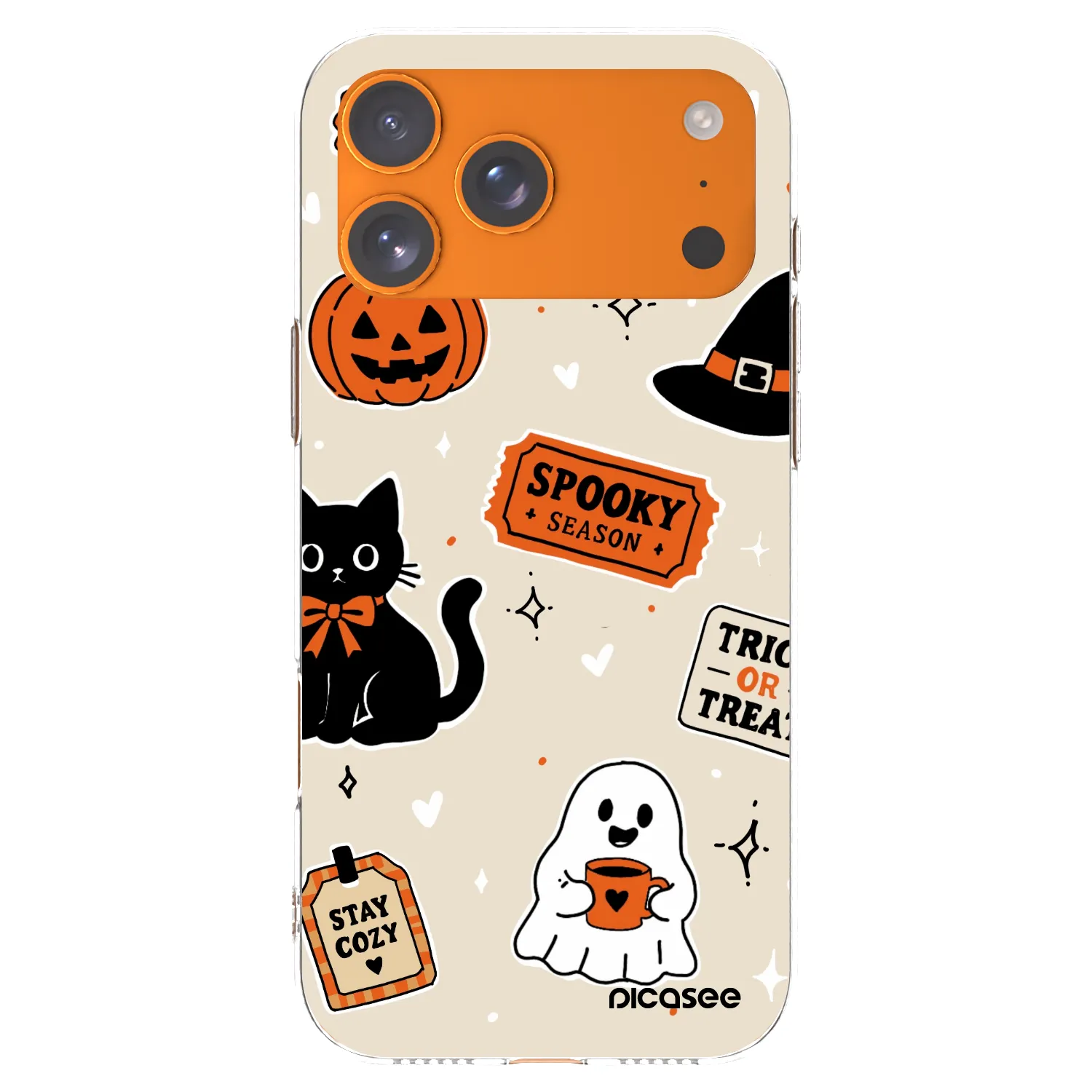 Picasee silikonowe przeźroczyste etui na Apple iPhone 17 Pro Max - Halloween stickers