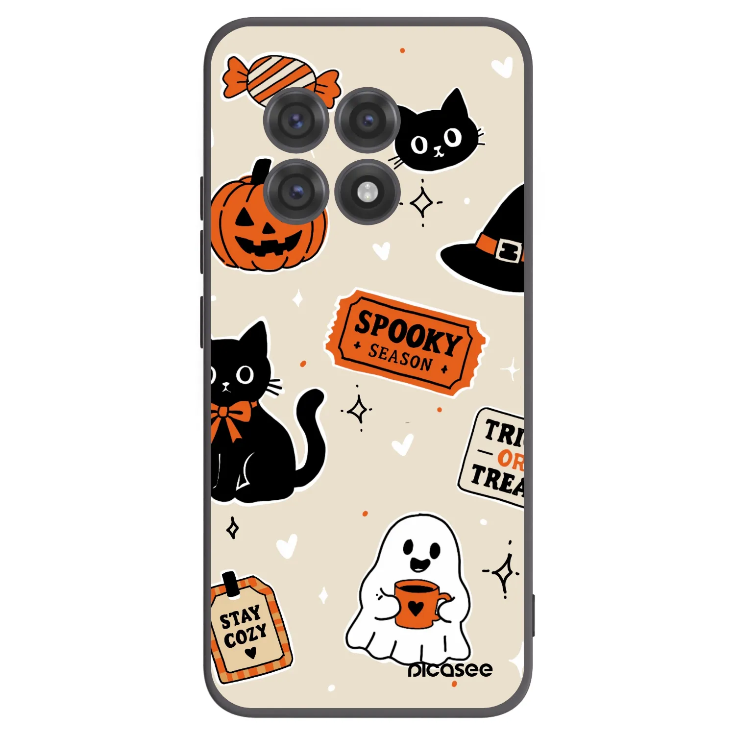 Picasee silikonowe czarne etui na OnePlus 13R 5G - Halloween stickers