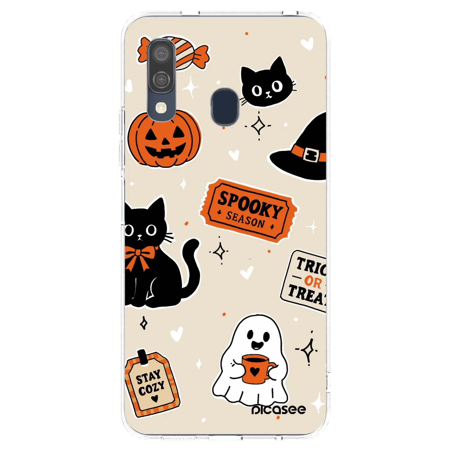 Picasee silikonowe przeźroczyste etui na Samsung Galaxy A40 A405F - Halloween stickers