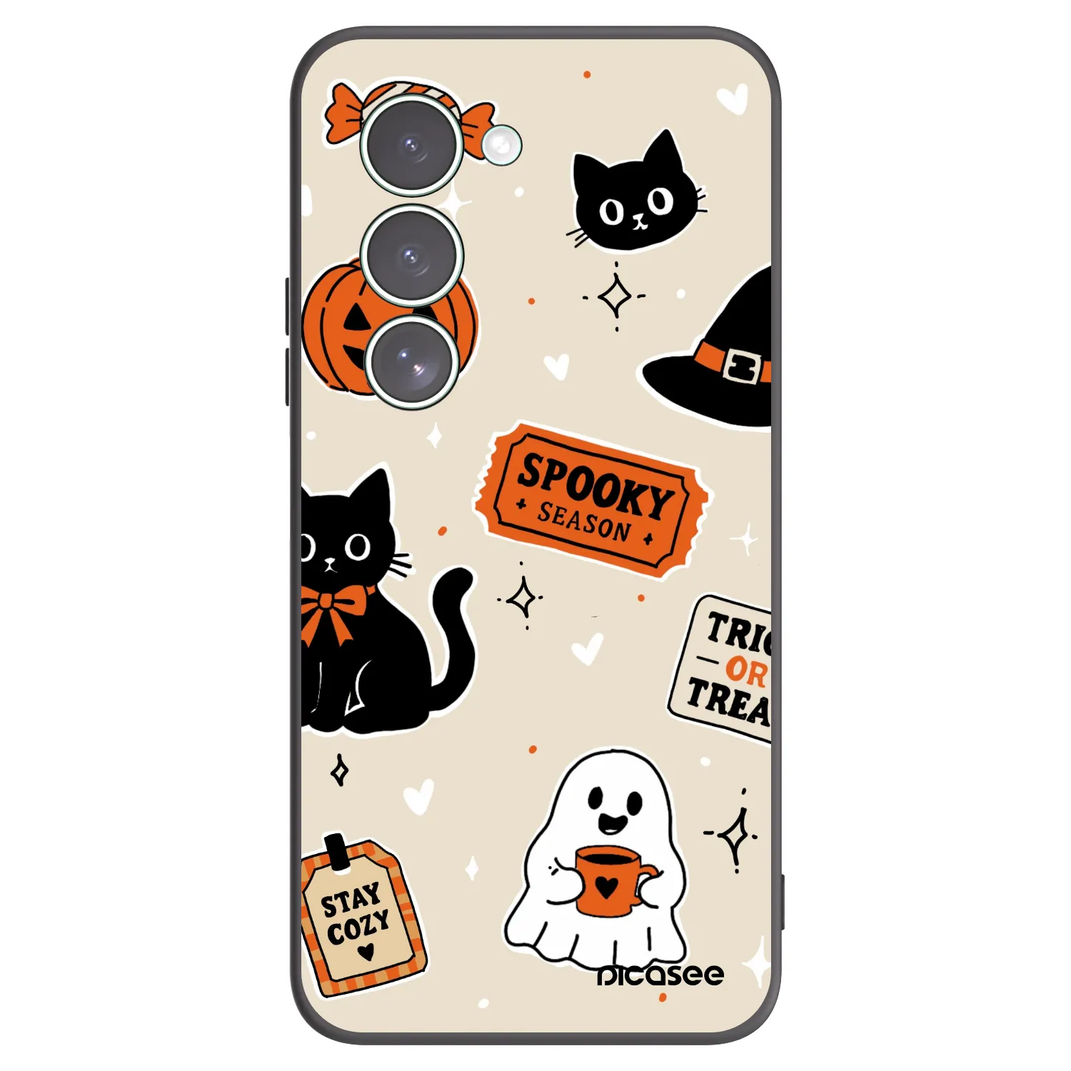 Picasee silikonowe czarne etui na Xiaomi Redmi 15 5G - Halloween stickers