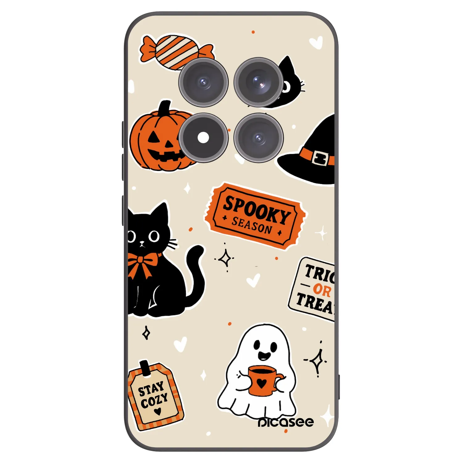 Picasee silikonowe czarne etui na Xiaomi Redmi Note 15 Pro+ - Halloween stickers