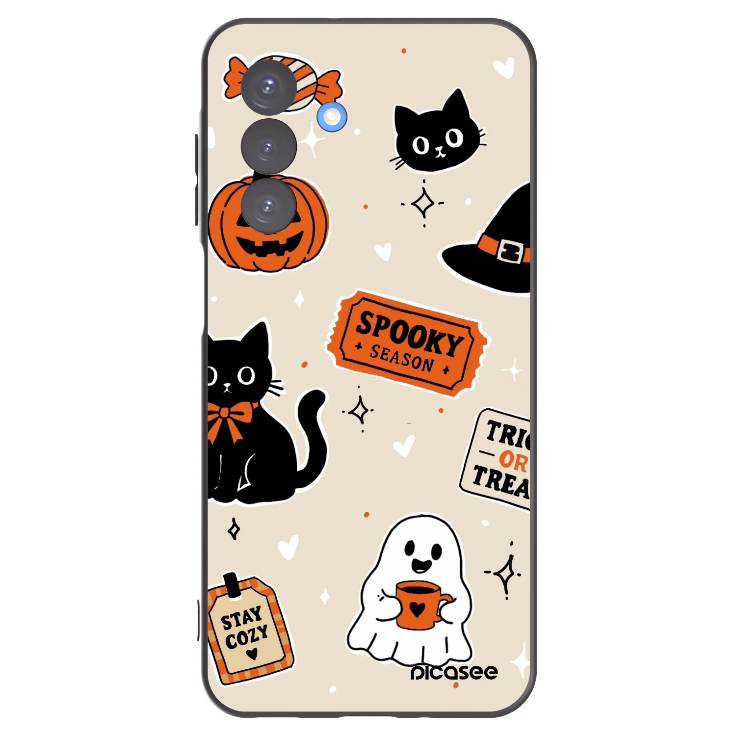 Picasee silikonowe czarne etui na Samsung Galaxy A17 5G - Halloween stickers