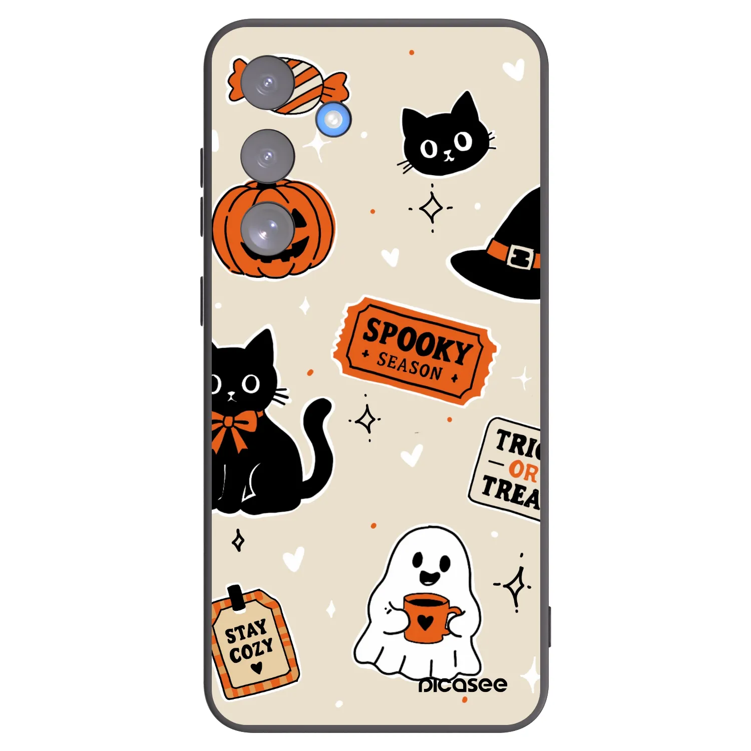 Picasee silikonowe czarne etui na Samsung Galaxy S25 FE 5G - Halloween stickers
