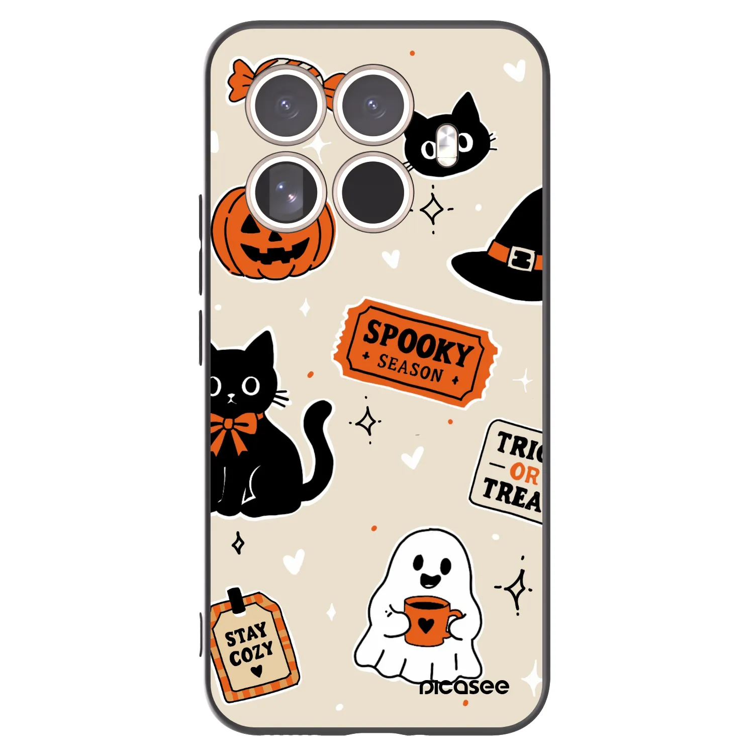 Picasee silikonowe czarne etui na Xiaomi 15T Pro - Halloween stickers