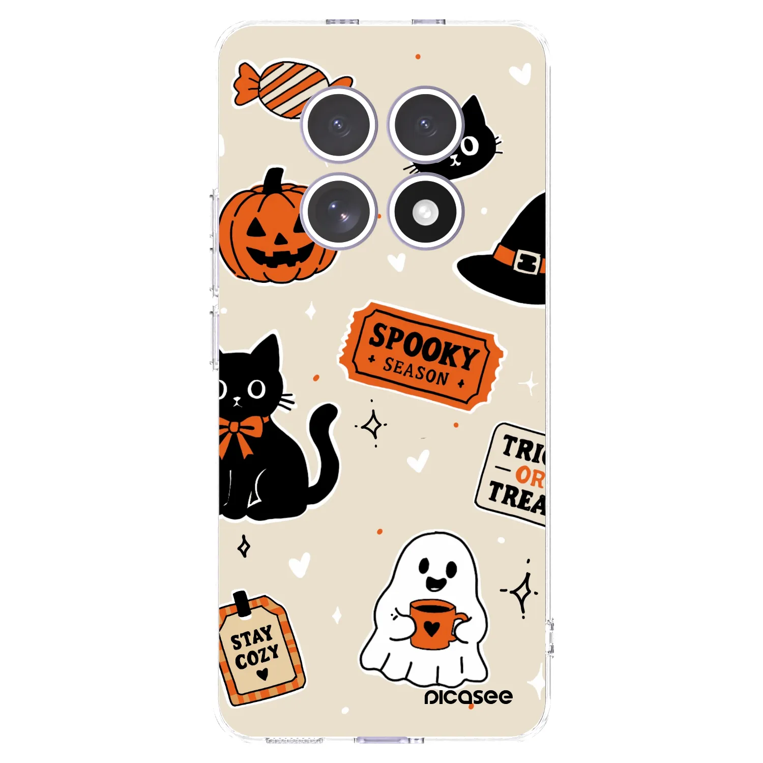 Picasee silikonowe przeźroczyste etui na Xiaomi Redmi Note 15 4G - Halloween stickers