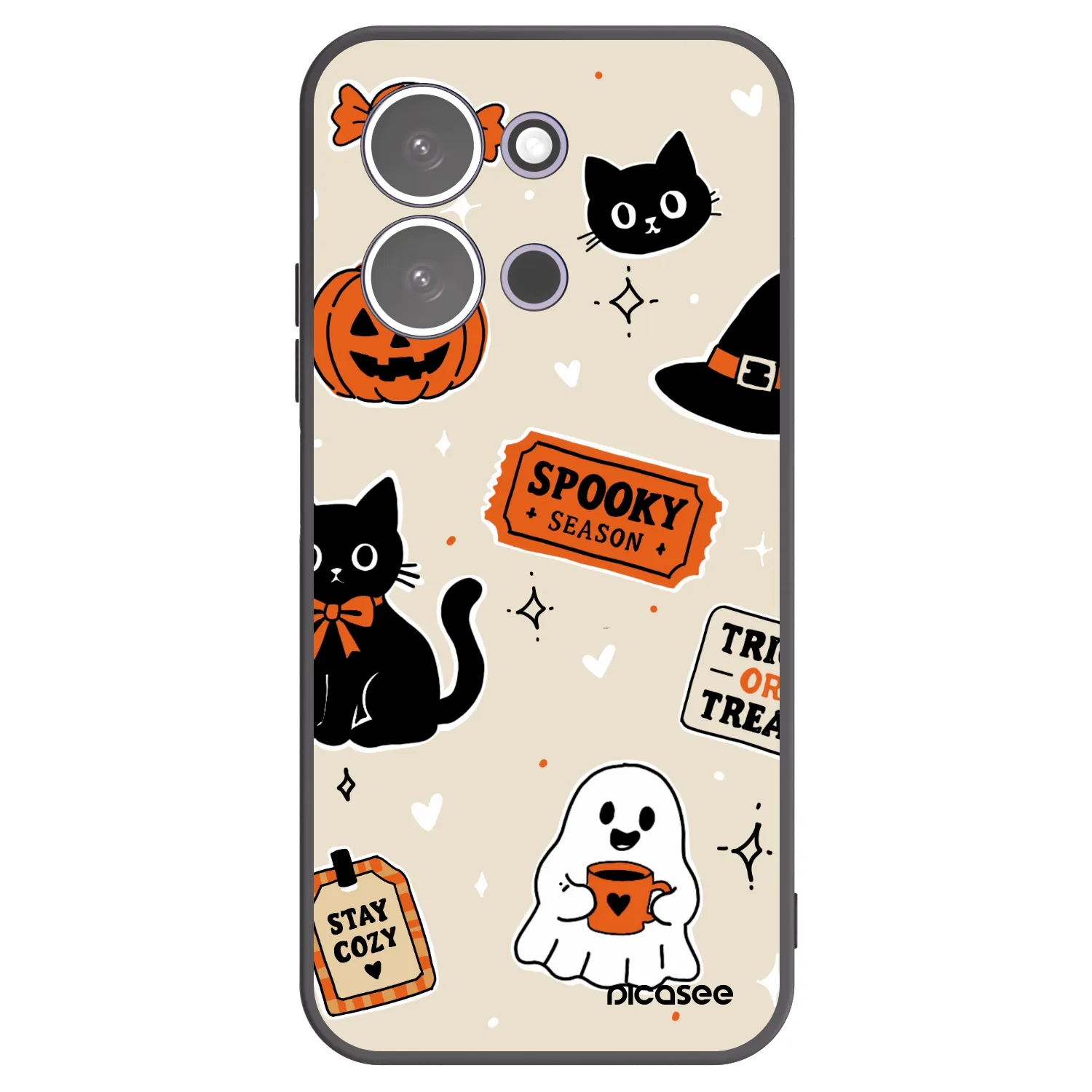 Picasee silikonowe czarne etui na Xiaomi Redmi 15C 5G - Halloween stickers