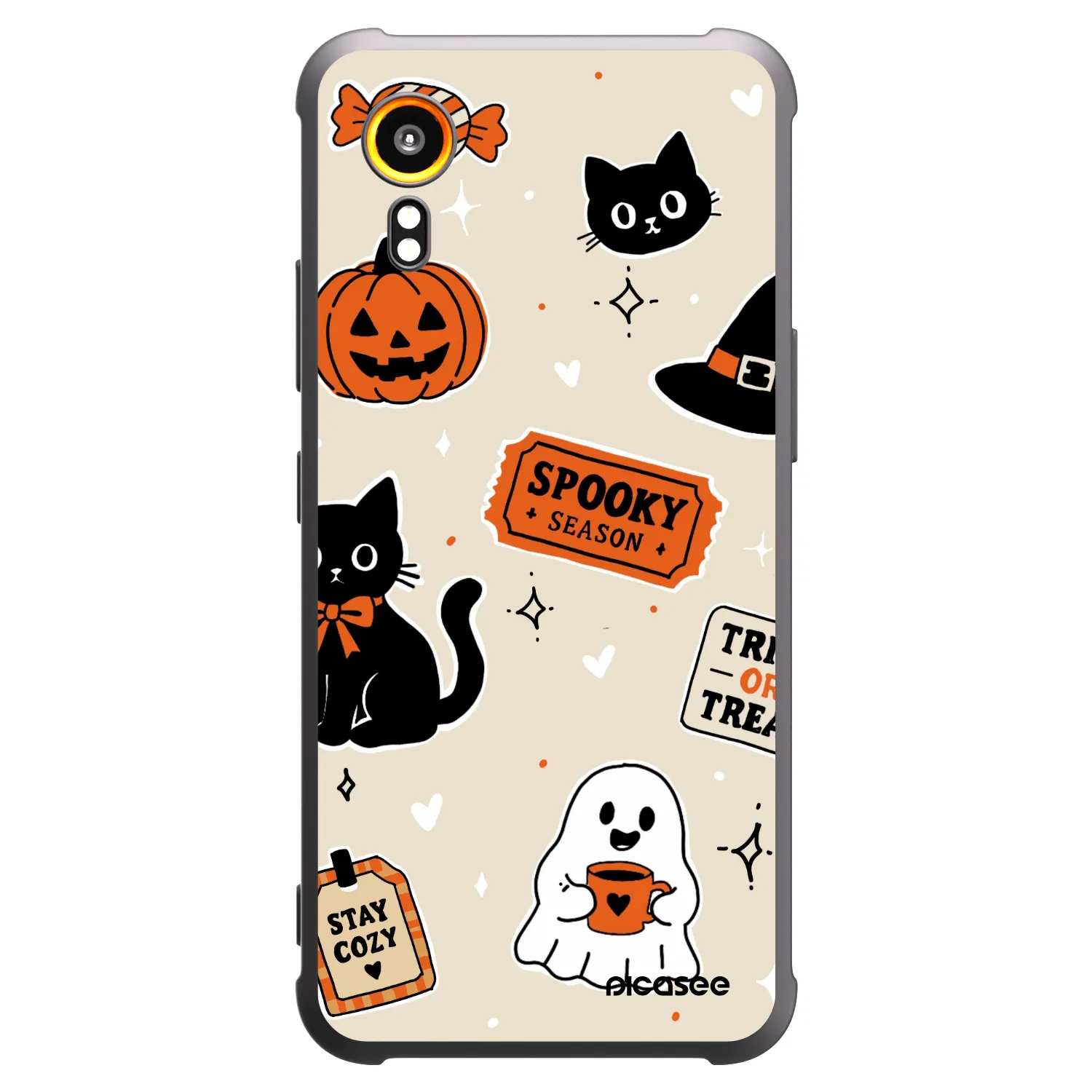 Picasee silikonowe czarne etui na Samsung Galaxy XCover 7 - Halloween stickers