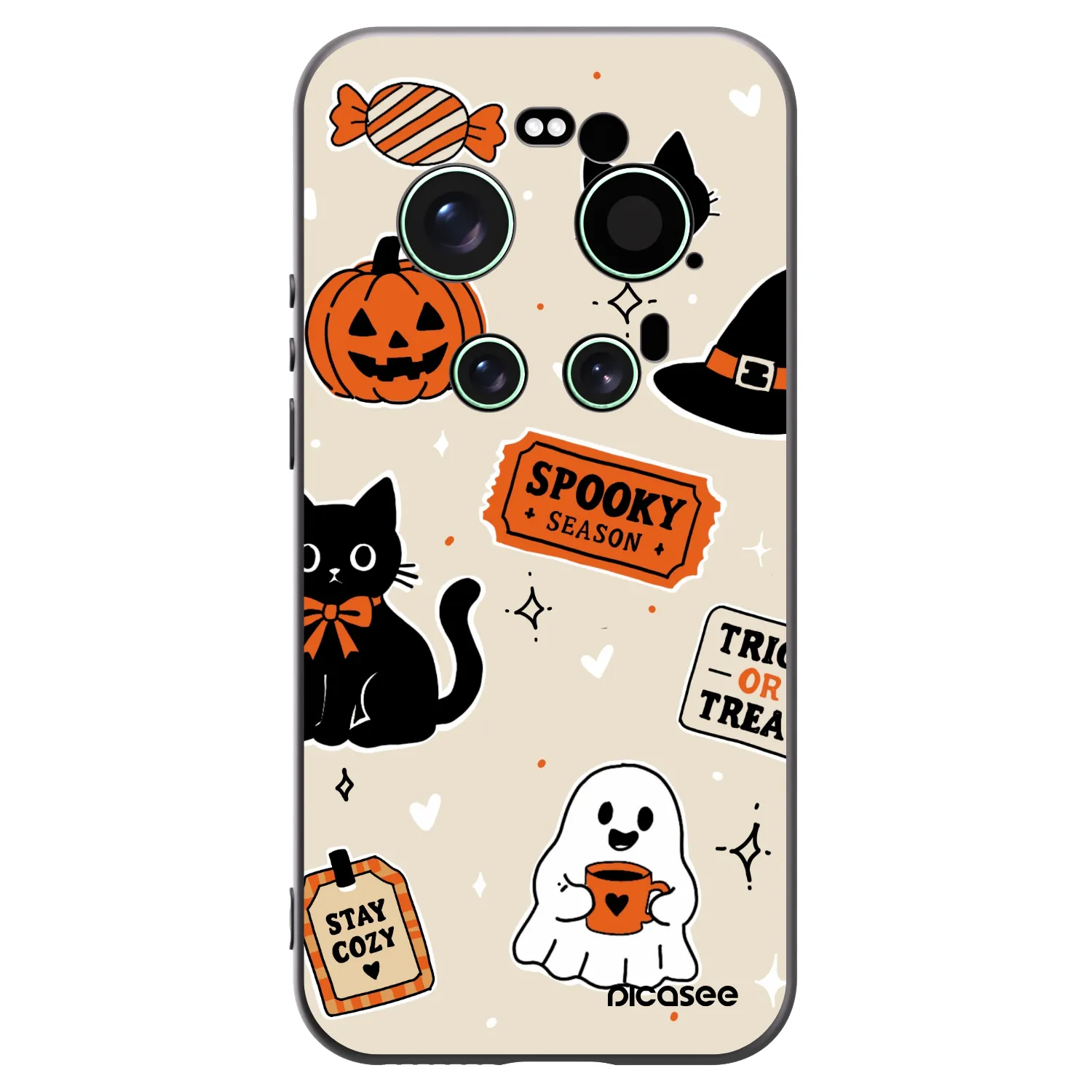 Picasee silikonowe czarne etui na Xiaomi 17 Ultra - Halloween stickers