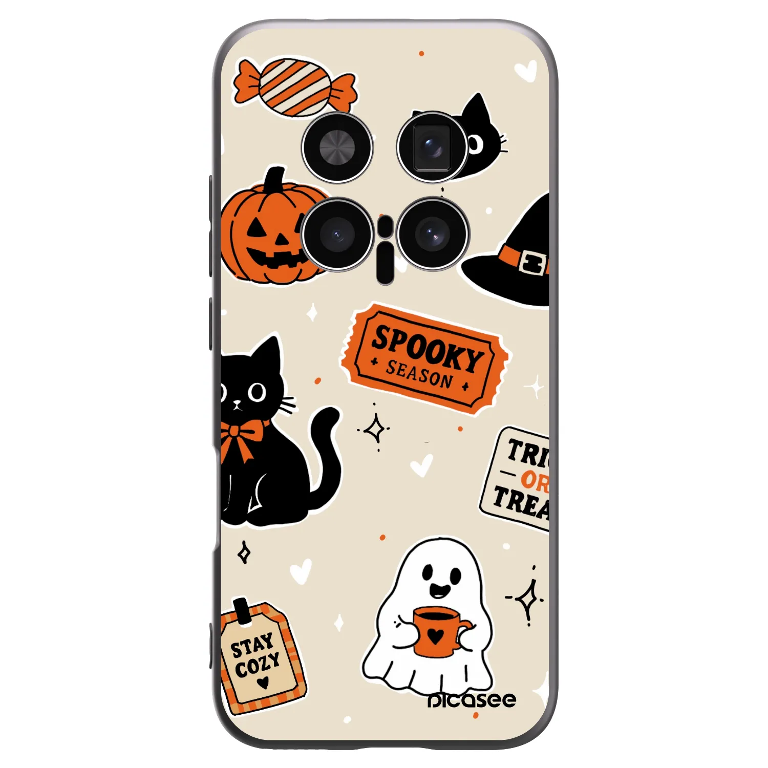 Picasee silikonowe czarne etui na Honor Magic8 Pro 5G - Halloween stickers