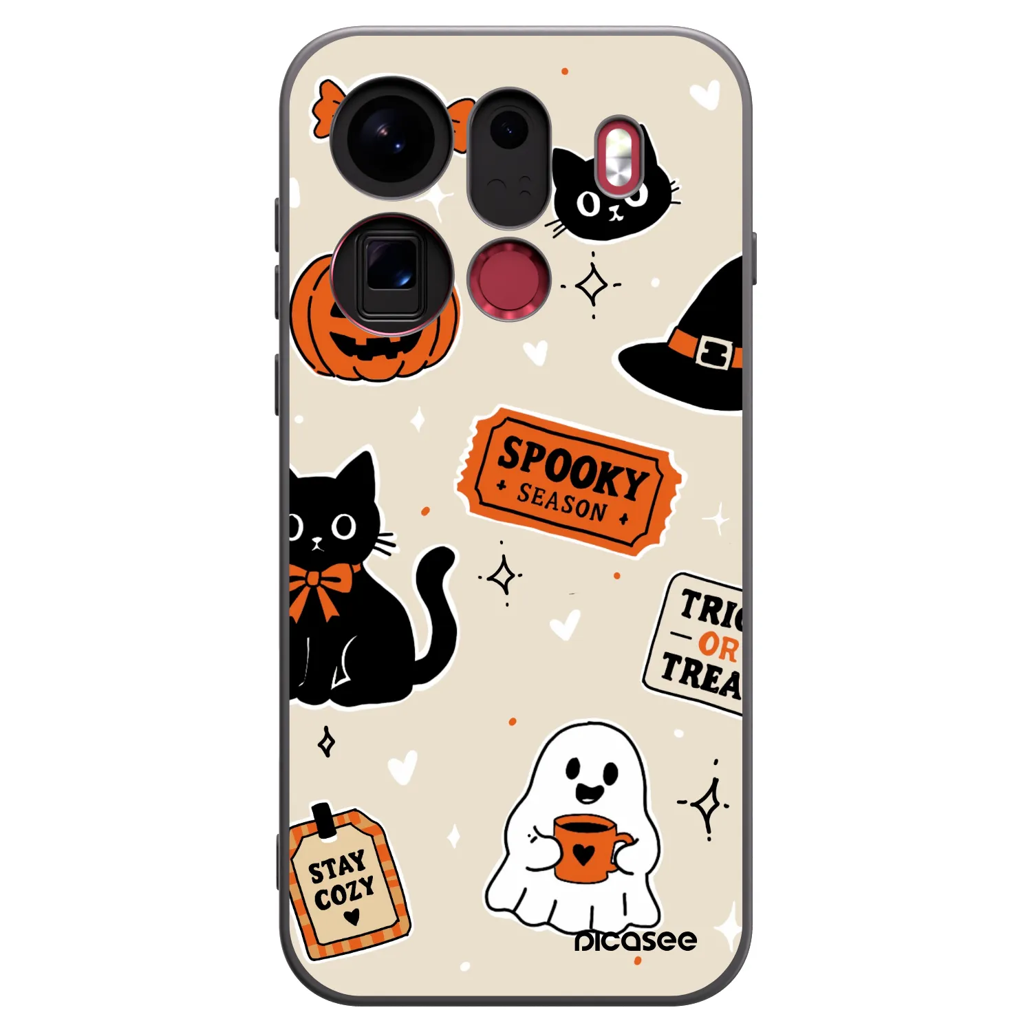 Picasee silikonowe czarne etui na OPPO Find X9 Pro - Halloween stickers