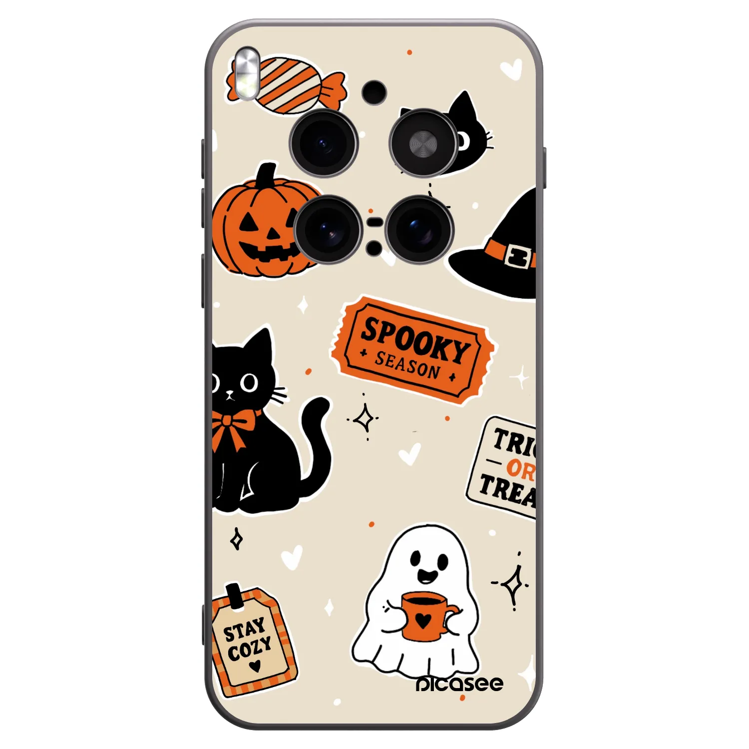 Picasee silikonowe czarne etui na Vivo X300 Pro - Halloween stickers