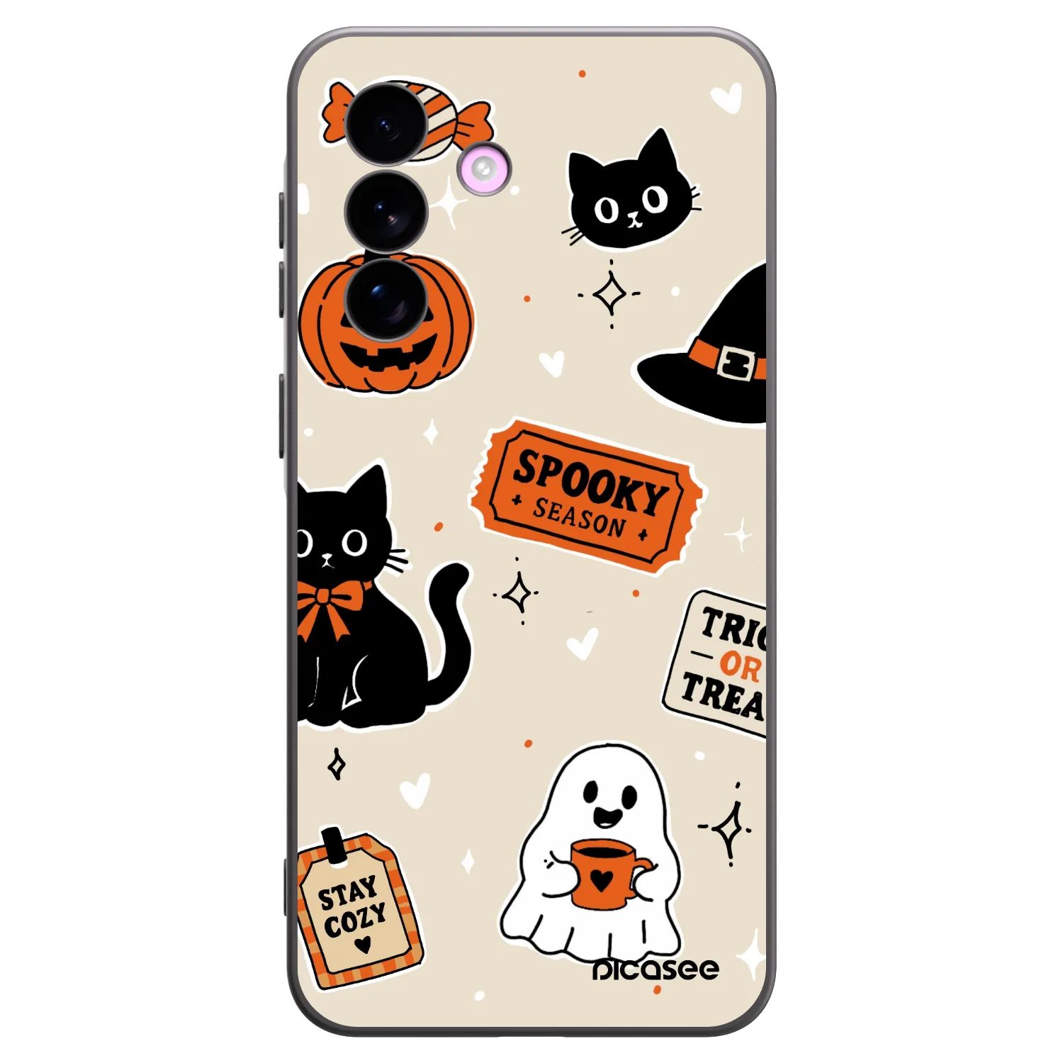 Picasee silikonowe czarne etui na Samsung Galaxy A57 5G - Halloween stickers