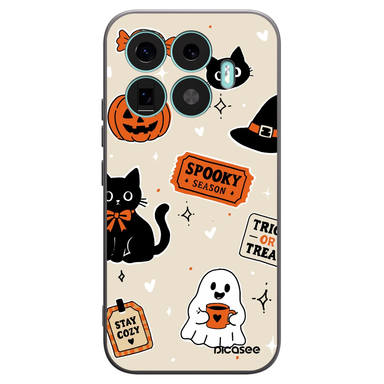 Picasee silikonowe czarne etui na Xiaomi 17T - Halloween stickers