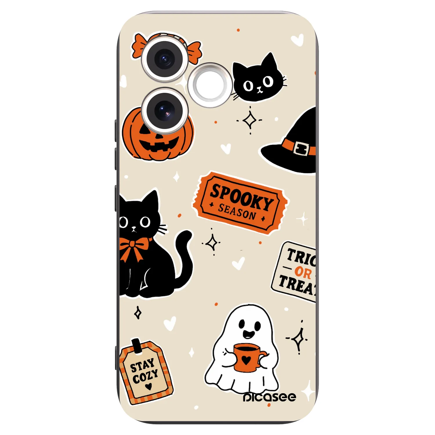 Picasee silikonowe czarne etui na Honor 600 Lite - Halloween stickers