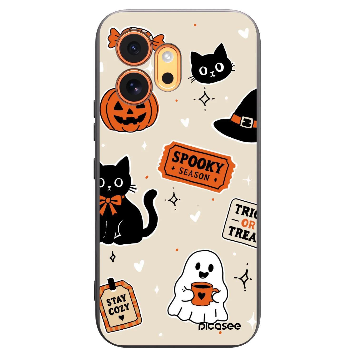 Picasee silikonowe czarne etui na Honor 600 - Halloween stickers