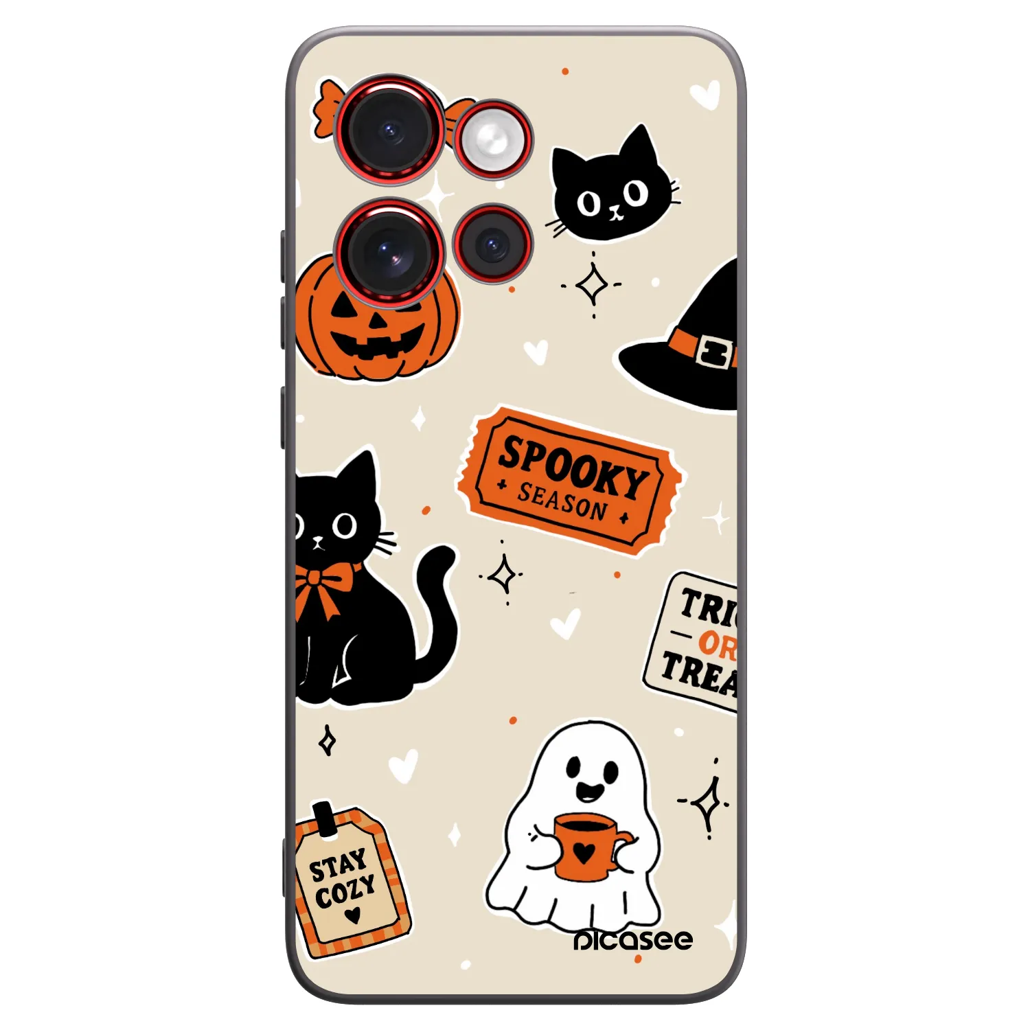 Picasee silikonowe czarne etui na Motorola Edge 60 Neo 5G - Halloween stickers