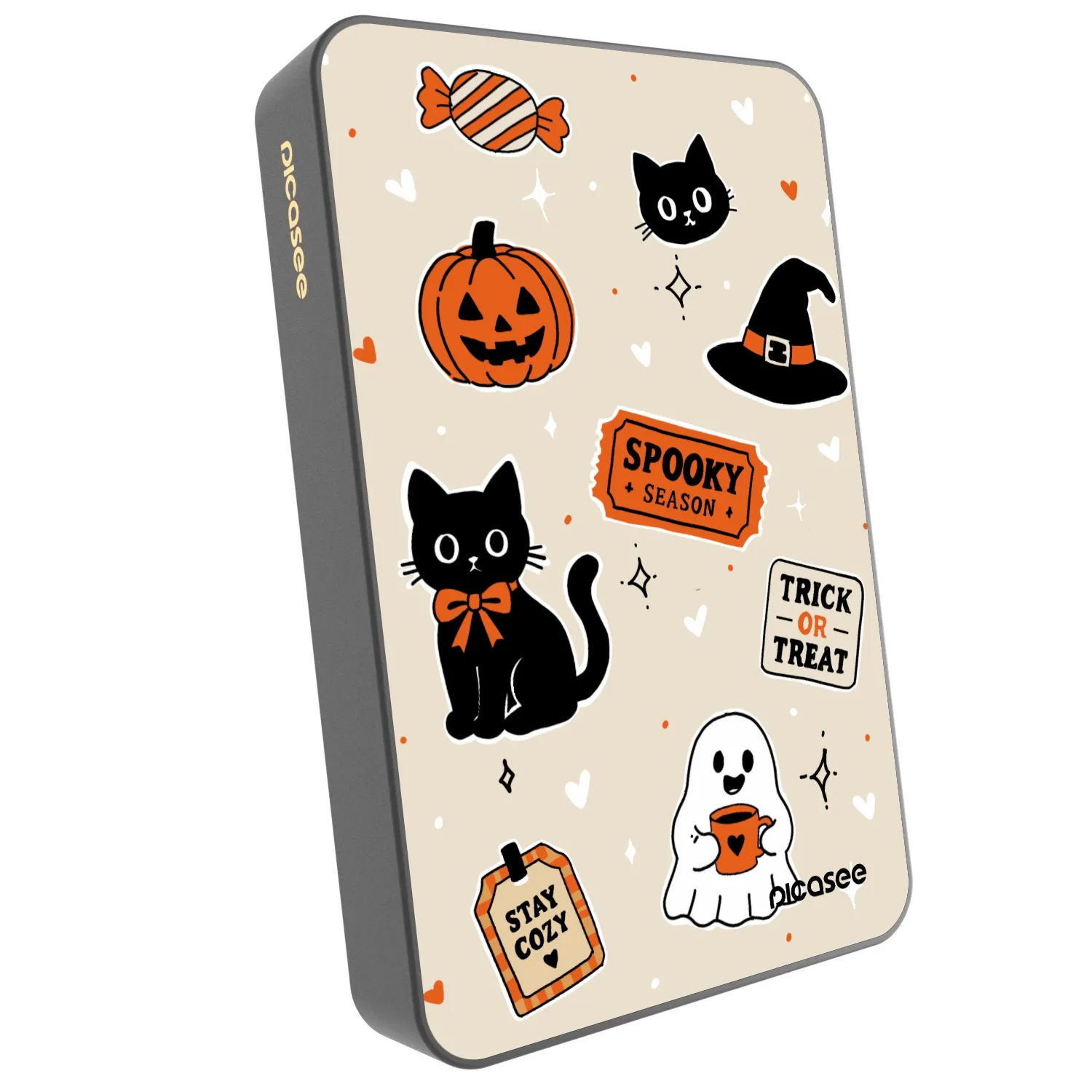 Picasee Powerbank z MagSafe 10 000 mAh Szary - Halloween stickers