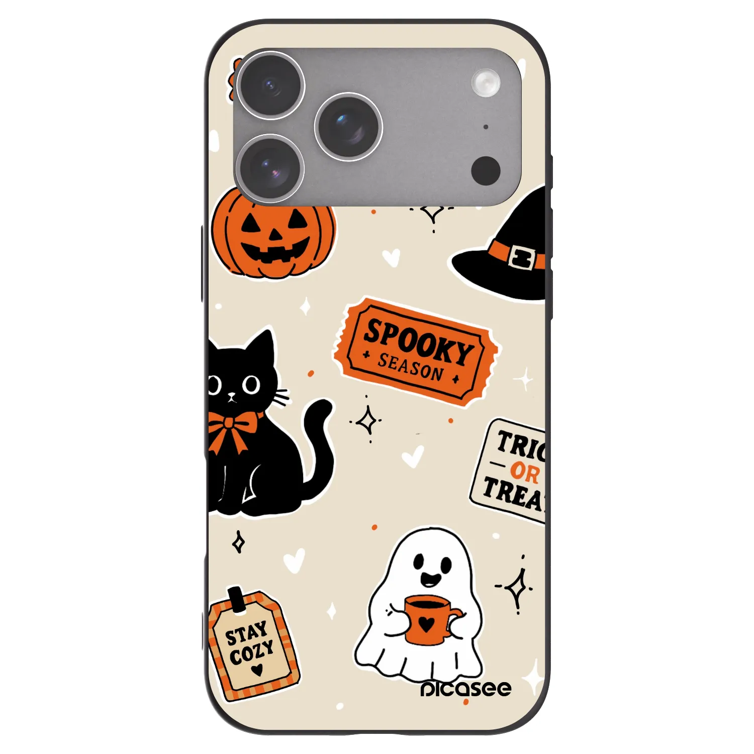 Picasee silikonowe czarne etui na Apple iPhone 18 Pro Max - Halloween stickers