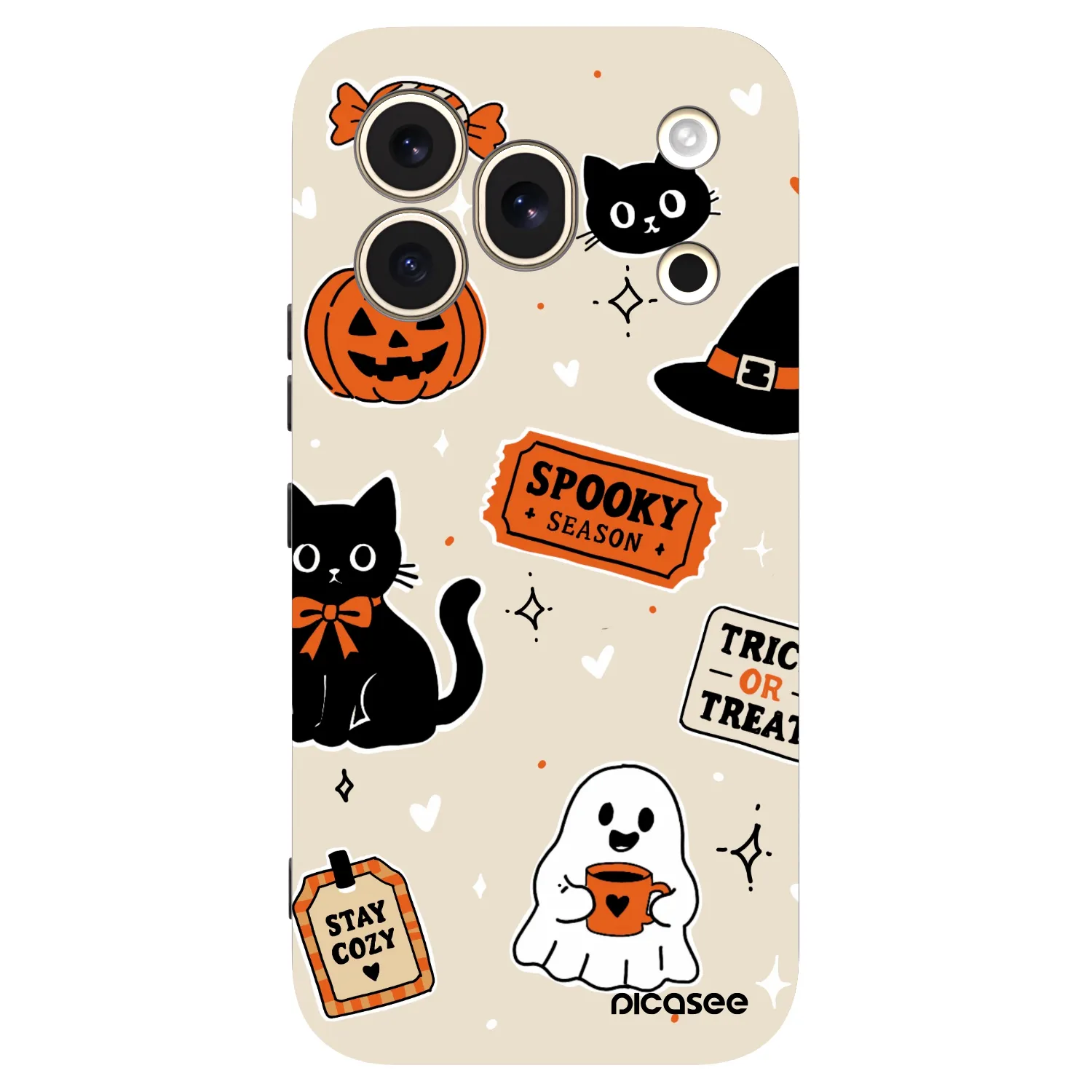 Picasee silikonowe czarne etui na Honor 600 Pro - Halloween stickers