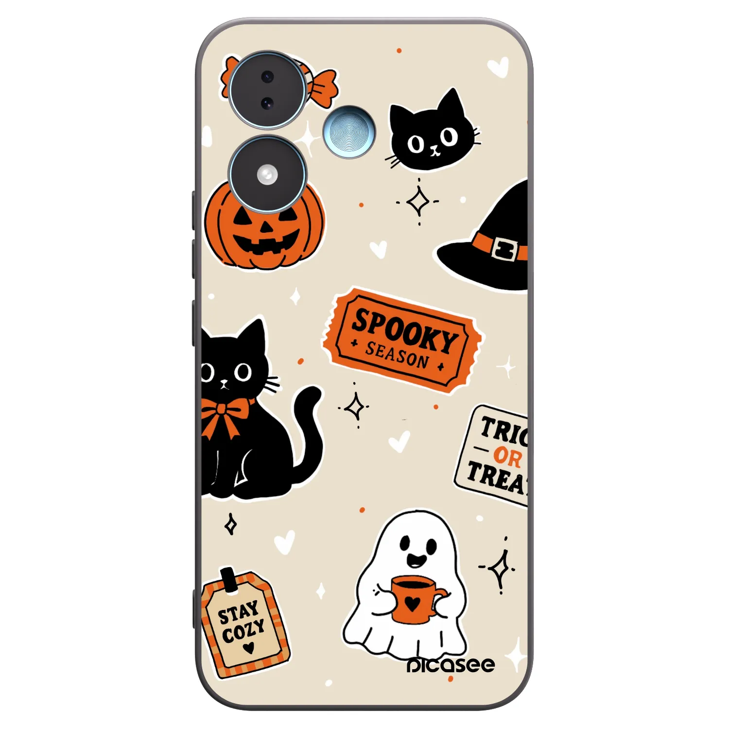 Picasee silikonowe czarne etui na Xiaomi Redmi Note 17 5G - Halloween stickers