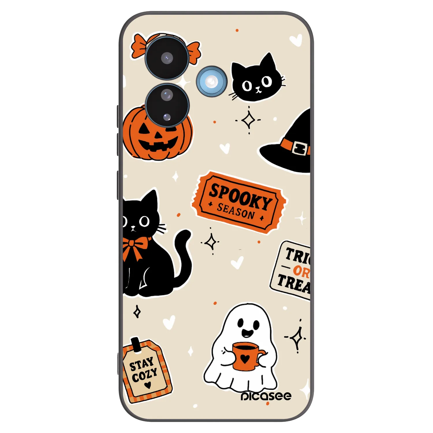 Picasee silikonowe czarne etui na Xiaomi Redmi Note 17 Pro 5G - Halloween stickers