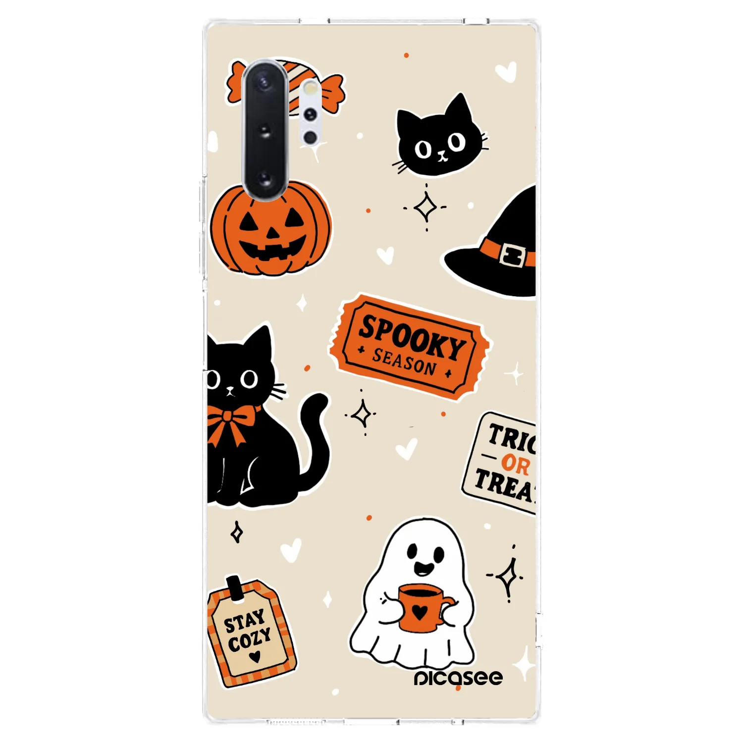 Picasee silikonowe przeźroczyste etui na Samsung Galaxy Note 10+ N975F - Halloween stickers