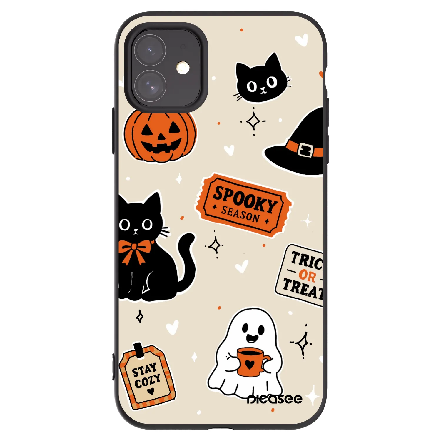 Picasee silikonowe czarne etui na Apple iPhone 11 - Halloween stickers