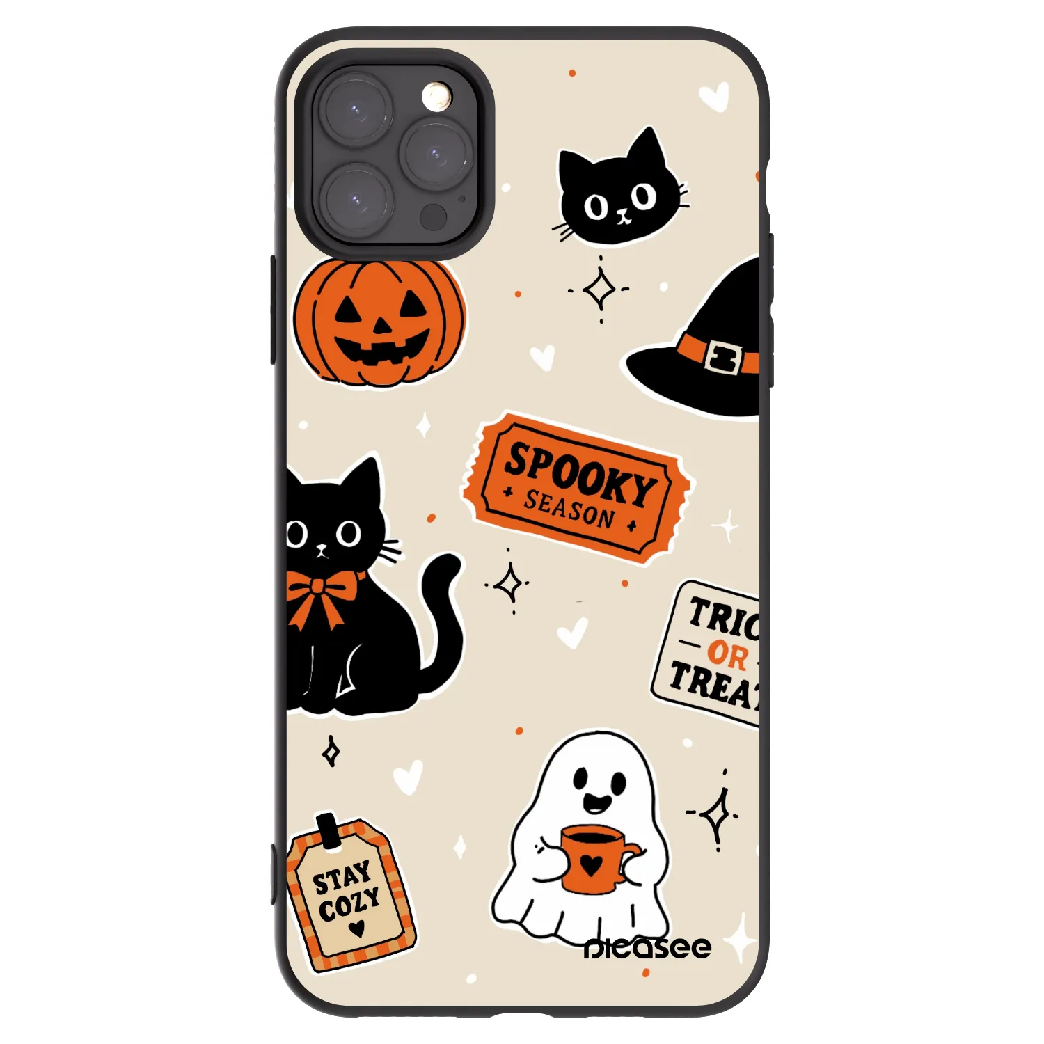 Picasee silikonowe czarne etui na Apple iPhone 11 Pro Max - Halloween stickers