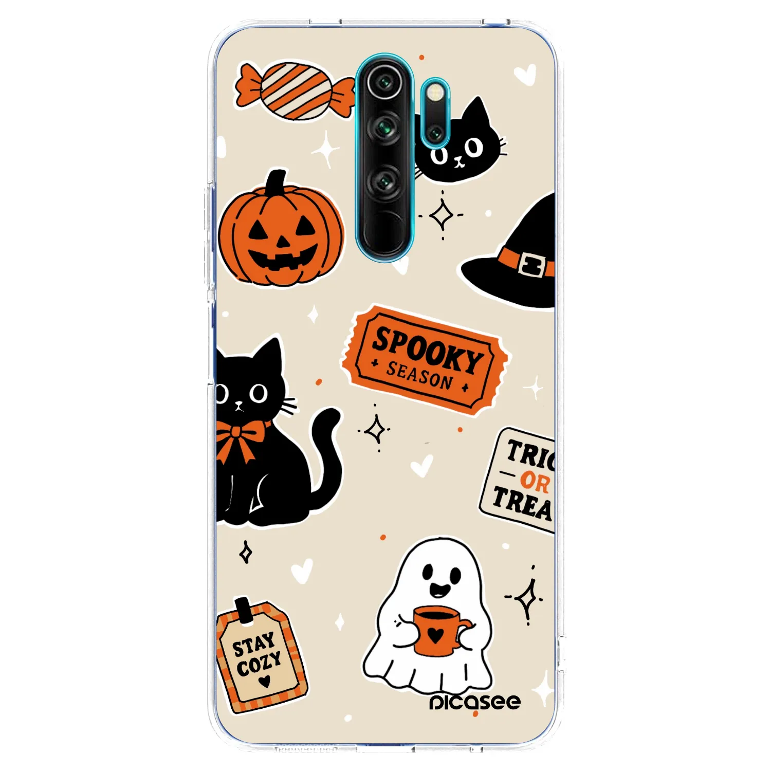 Picasee silikonowe przeźroczyste etui na Xiaomi Redmi Note 8 Pro - Halloween stickers