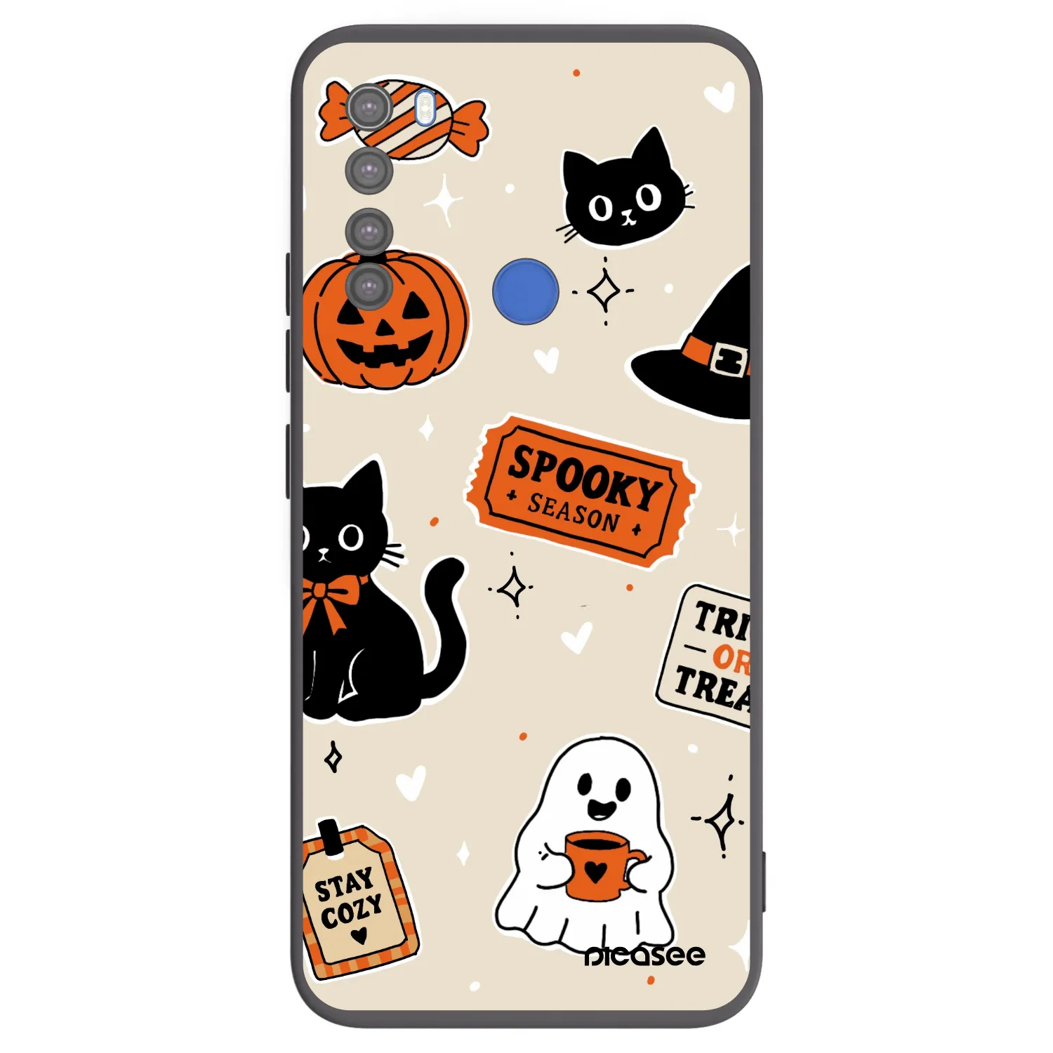 Picasee silikonowe czarne etui na Xiaomi Redmi Note 8T - Halloween stickers