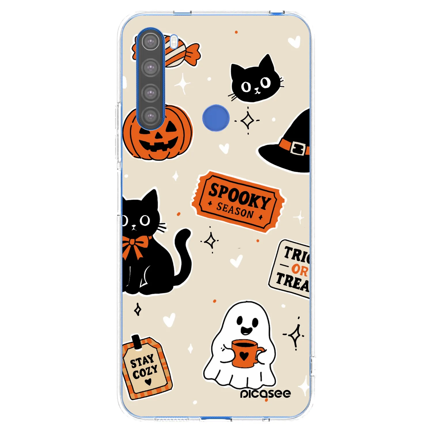 Picasee silikonowe przeźroczyste etui na Xiaomi Redmi Note 8T - Halloween stickers
