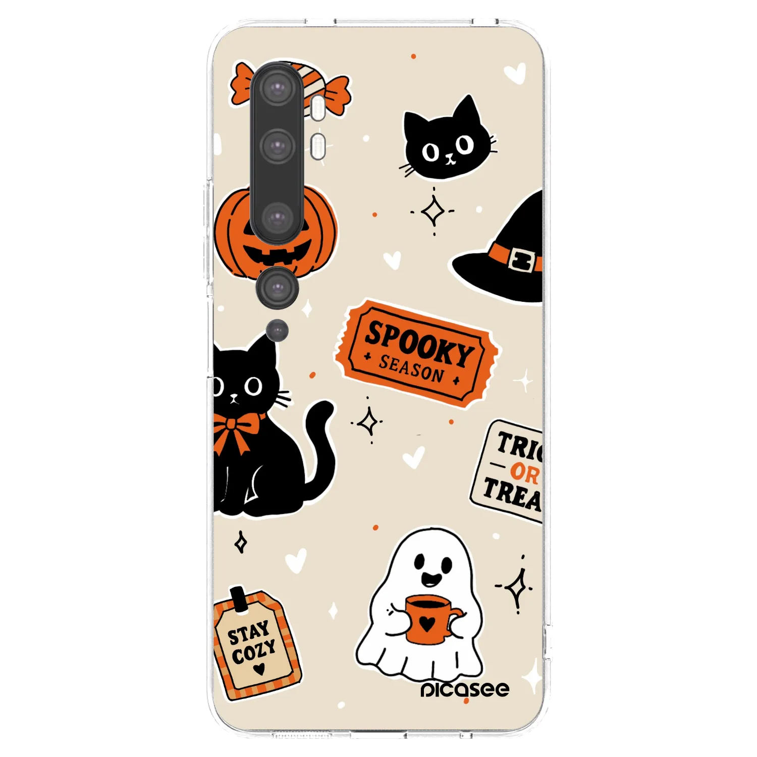 Picasee silikonowe przeźroczyste etui na Xiaomi Mi Note 10 (Pro) - Halloween stickers