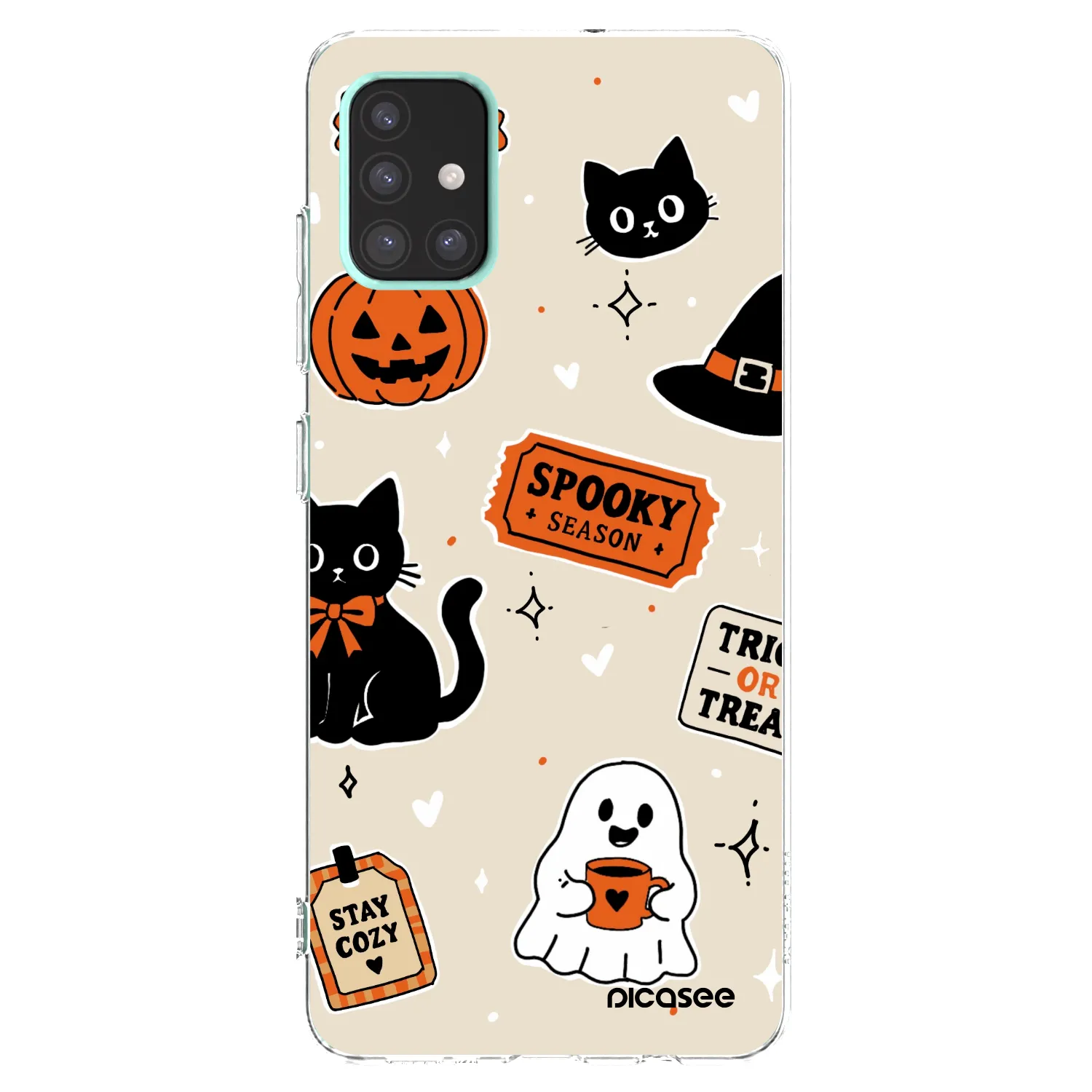 Picasee silikonowe przeźroczyste etui na Samsung Galaxy A51 A515F - Halloween stickers