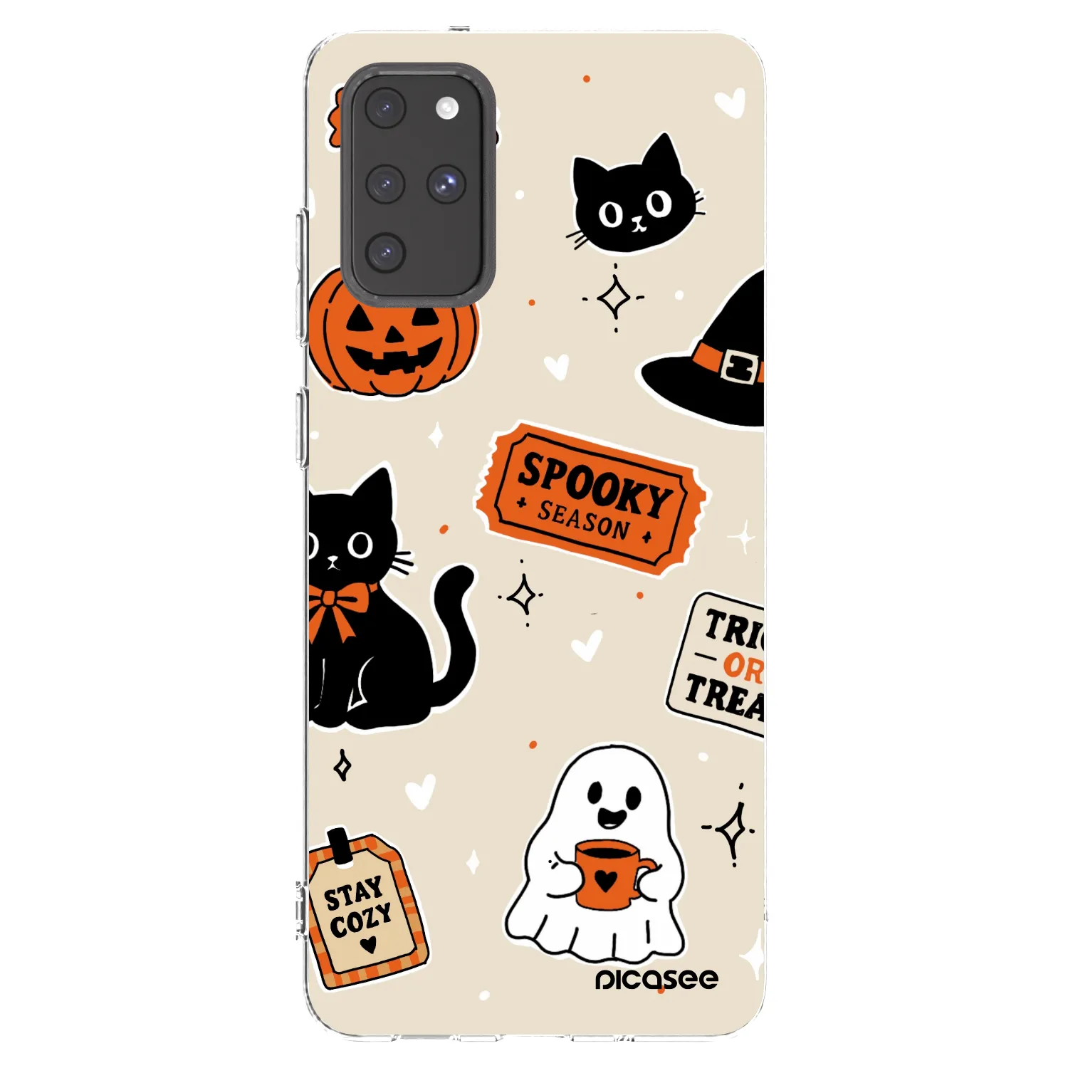 Picasee silikonowe przeźroczyste etui na Samsung Galaxy S20+ G985F - Halloween stickers