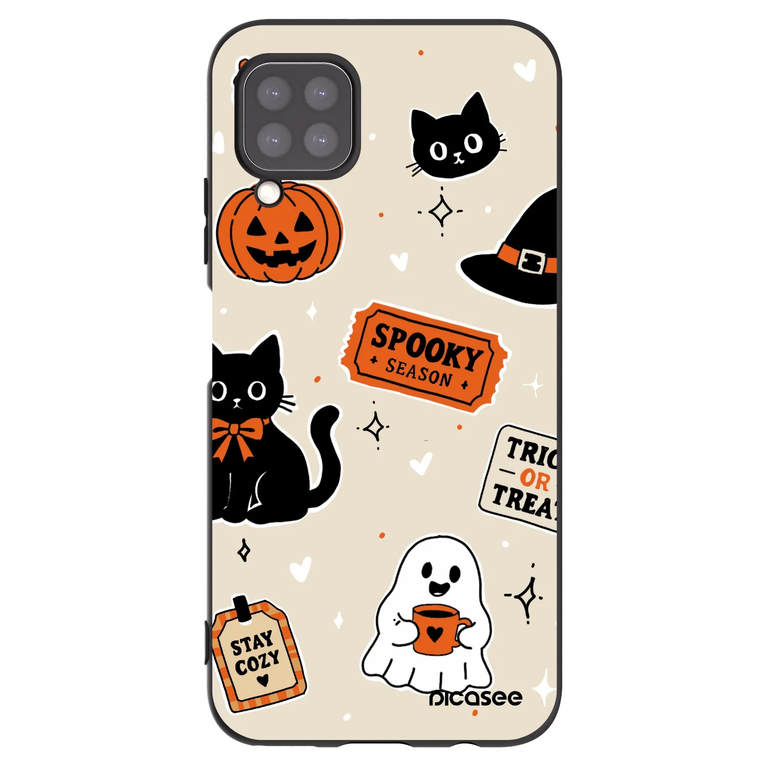 Picasee silikonowe czarne etui na Huawei P40 Lite - Halloween stickers