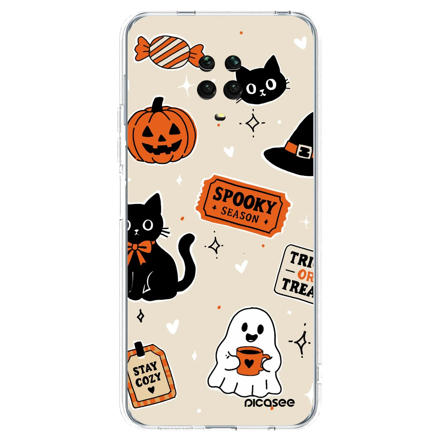 Picasee silikonowe przeźroczyste etui na Xiaomi Redmi Note 9 Pro - Halloween stickers