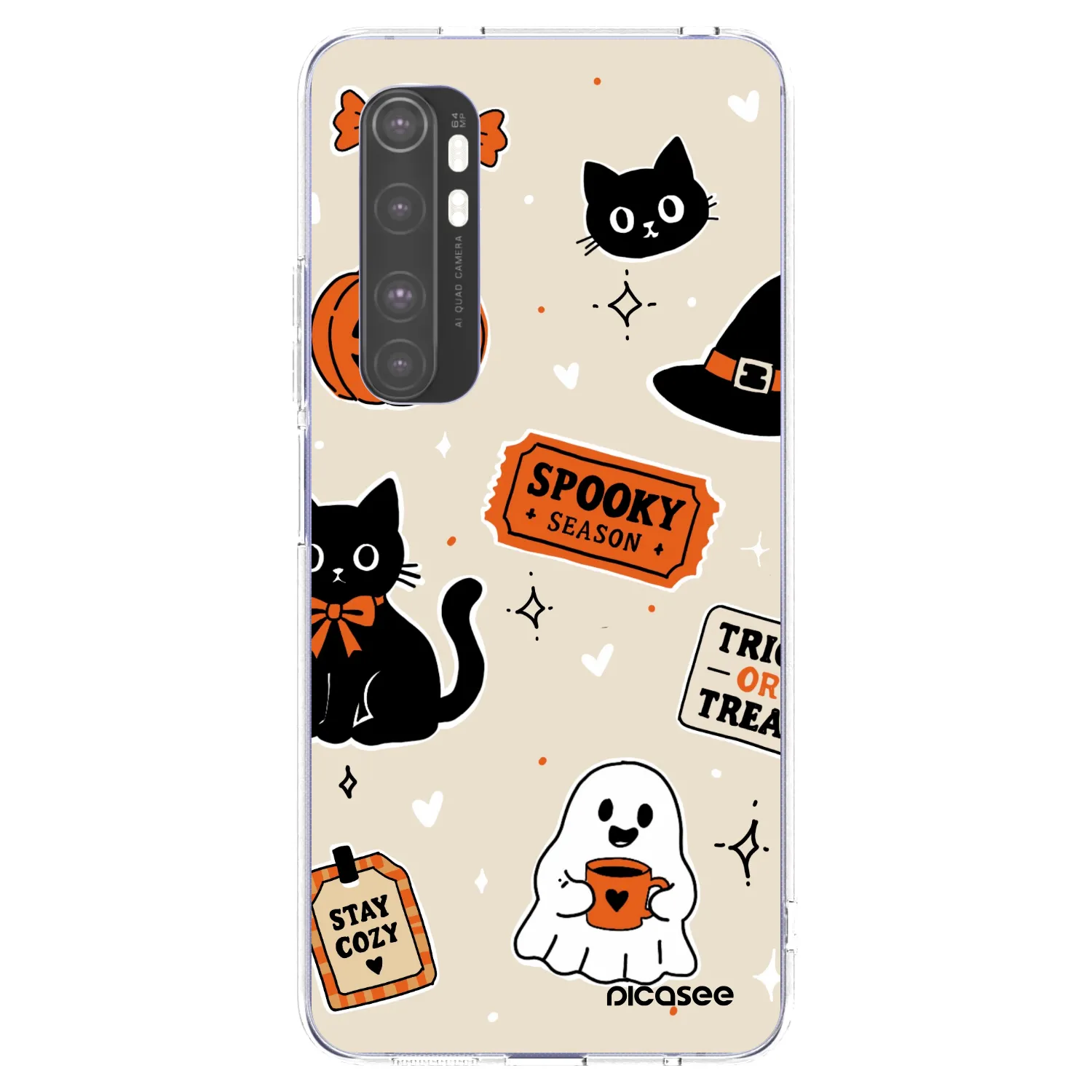 Picasee silikonowe przeźroczyste etui na Xiaomi Mi Note 10 Lite - Halloween stickers