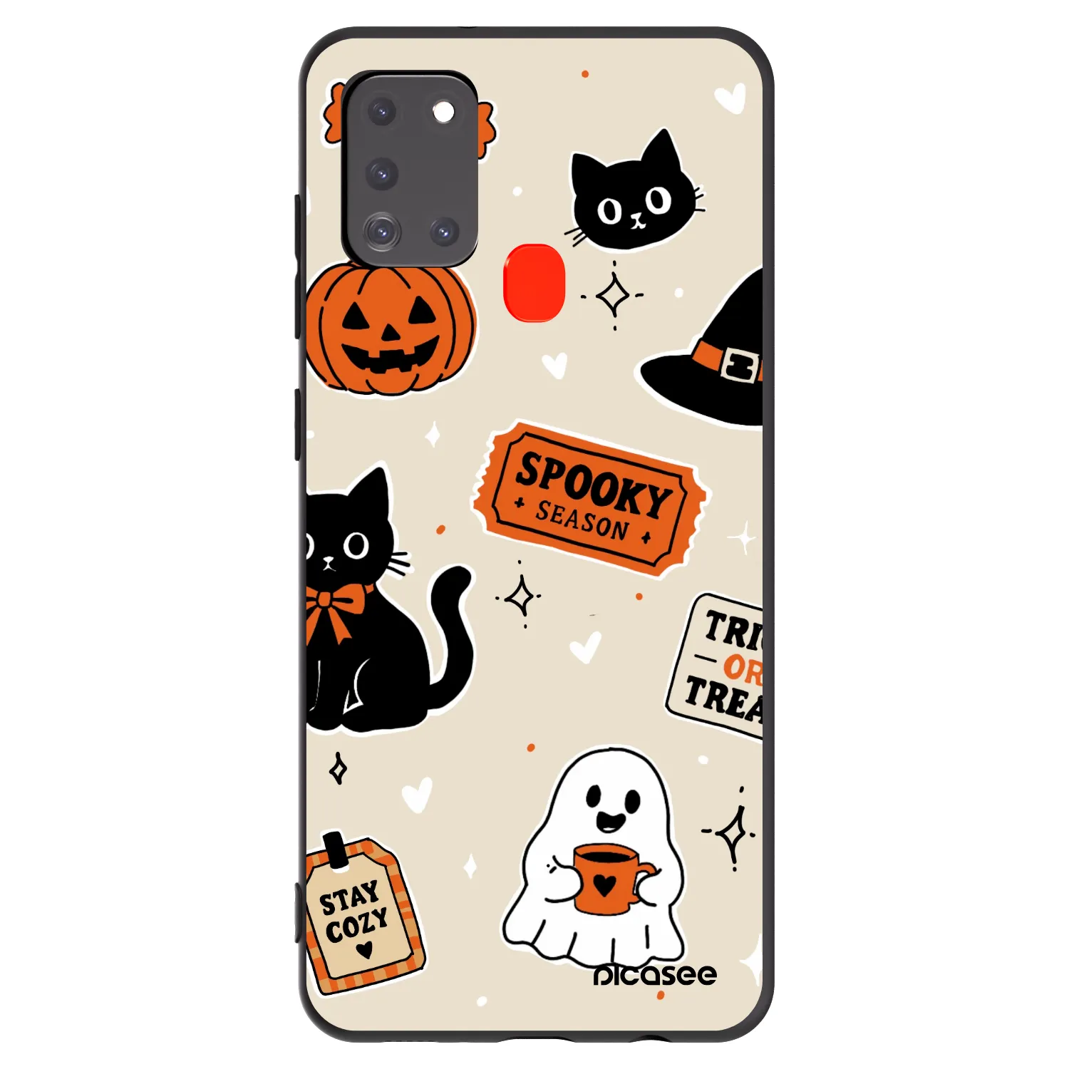 Picasee silikonowe czarne etui na Samsung Galaxy A21s - Halloween stickers