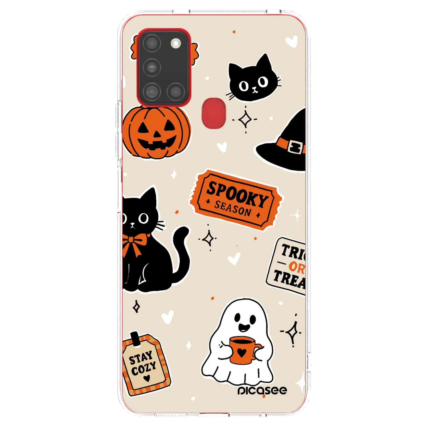 Picasee silikonowe przeźroczyste etui na Samsung Galaxy A21s - Halloween stickers