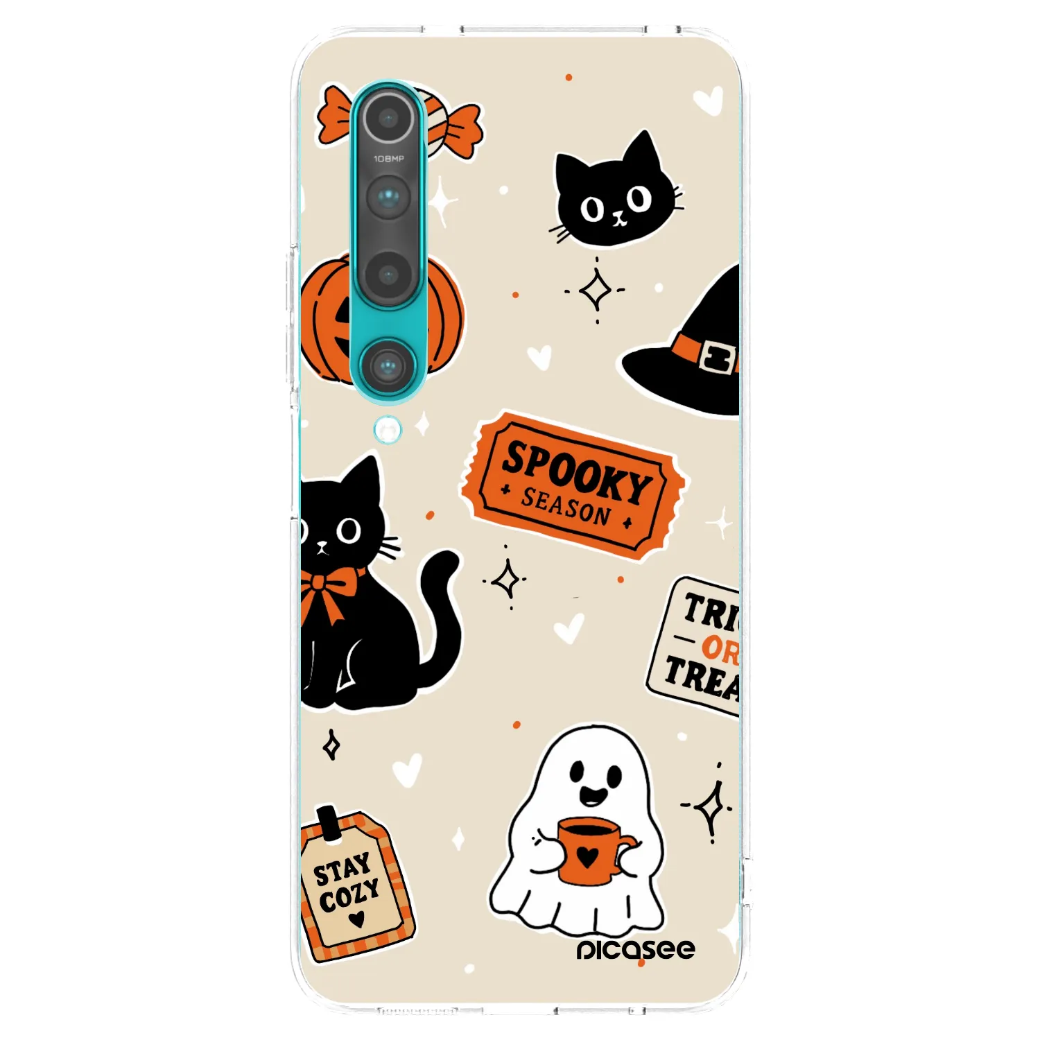 Picasee silikonowe przeźroczyste etui na Xiaomi Mi 10 - Halloween stickers