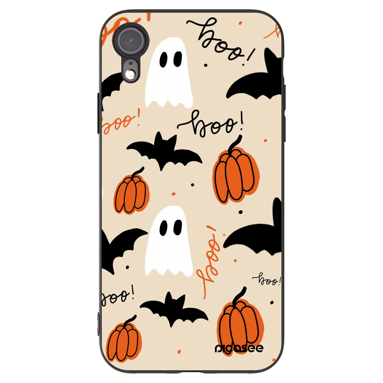 Picasee silikonowe czarne etui na Apple iPhone XR - Halloween 26