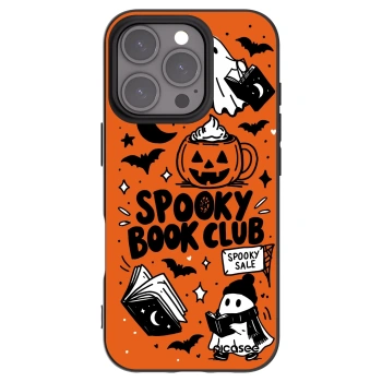 Picasee silikonowe czarne etui na Apple iPhone 16 Pro - Spooky book club
