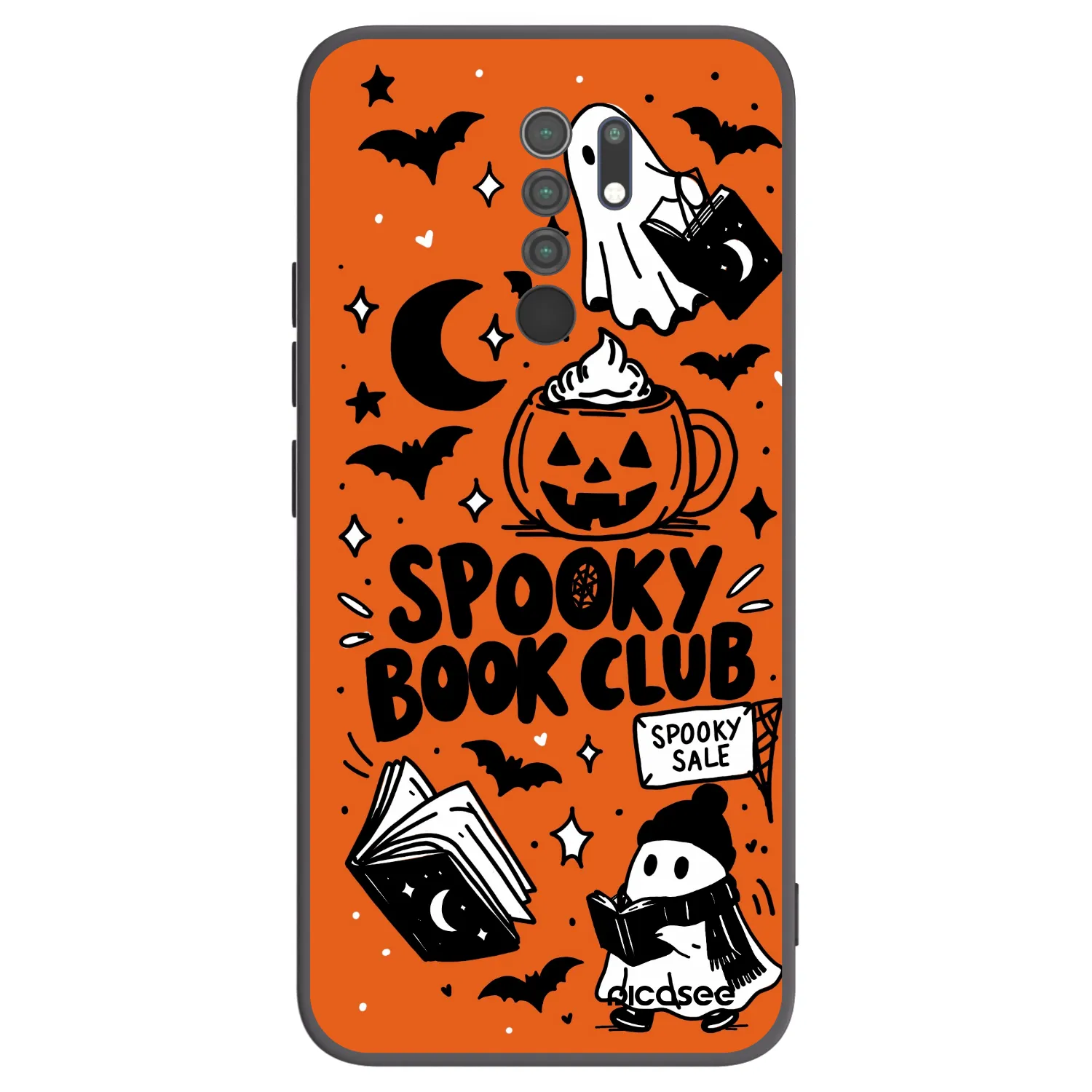 Picasee silikonowe czarne etui na Xiaomi Redmi 9 - Spooky book club