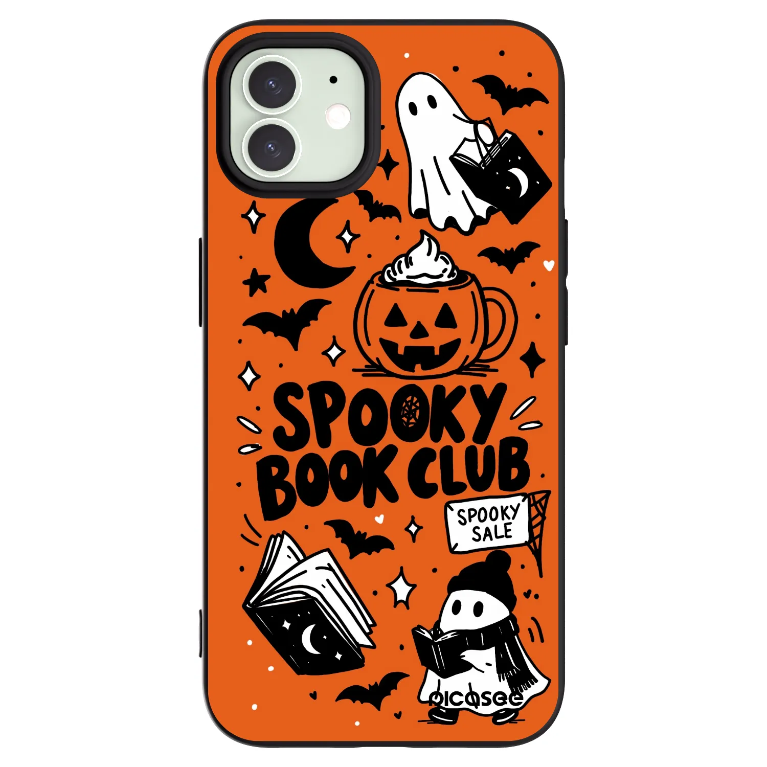 Picasee silikonowe czarne etui na Apple iPhone 12 - Spooky book club