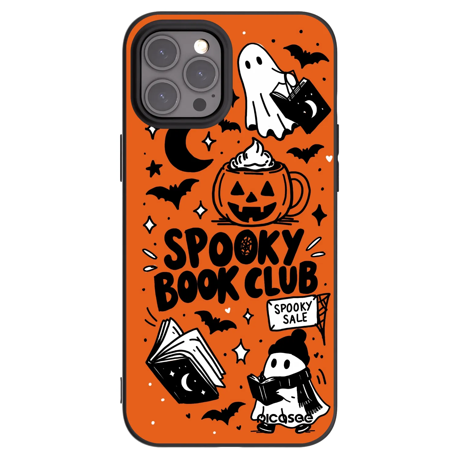 Picasee silikonowe czarne etui na Apple iPhone 12 Pro Max - Spooky book club
