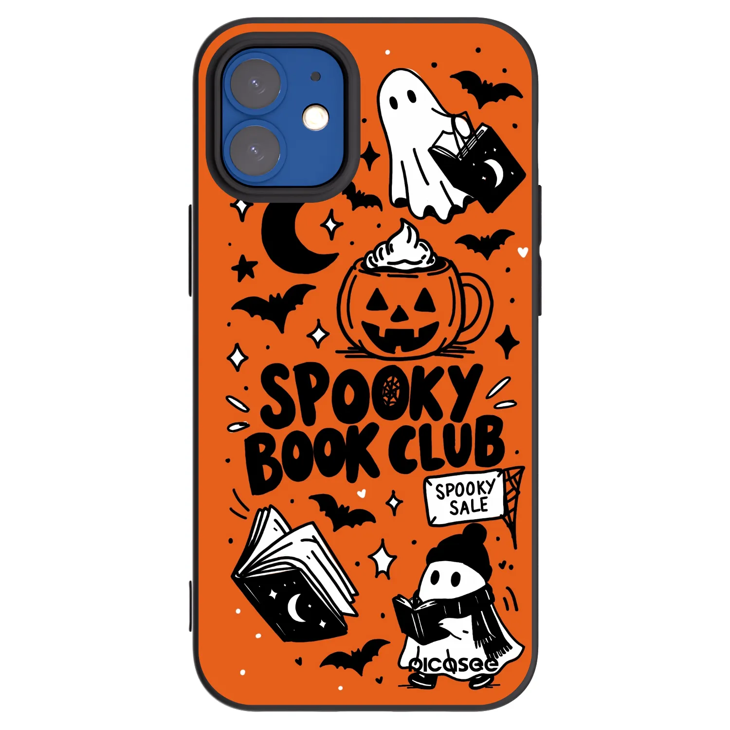 Picasee silikonowe czarne etui na Apple iPhone 12 mini - Spooky book club