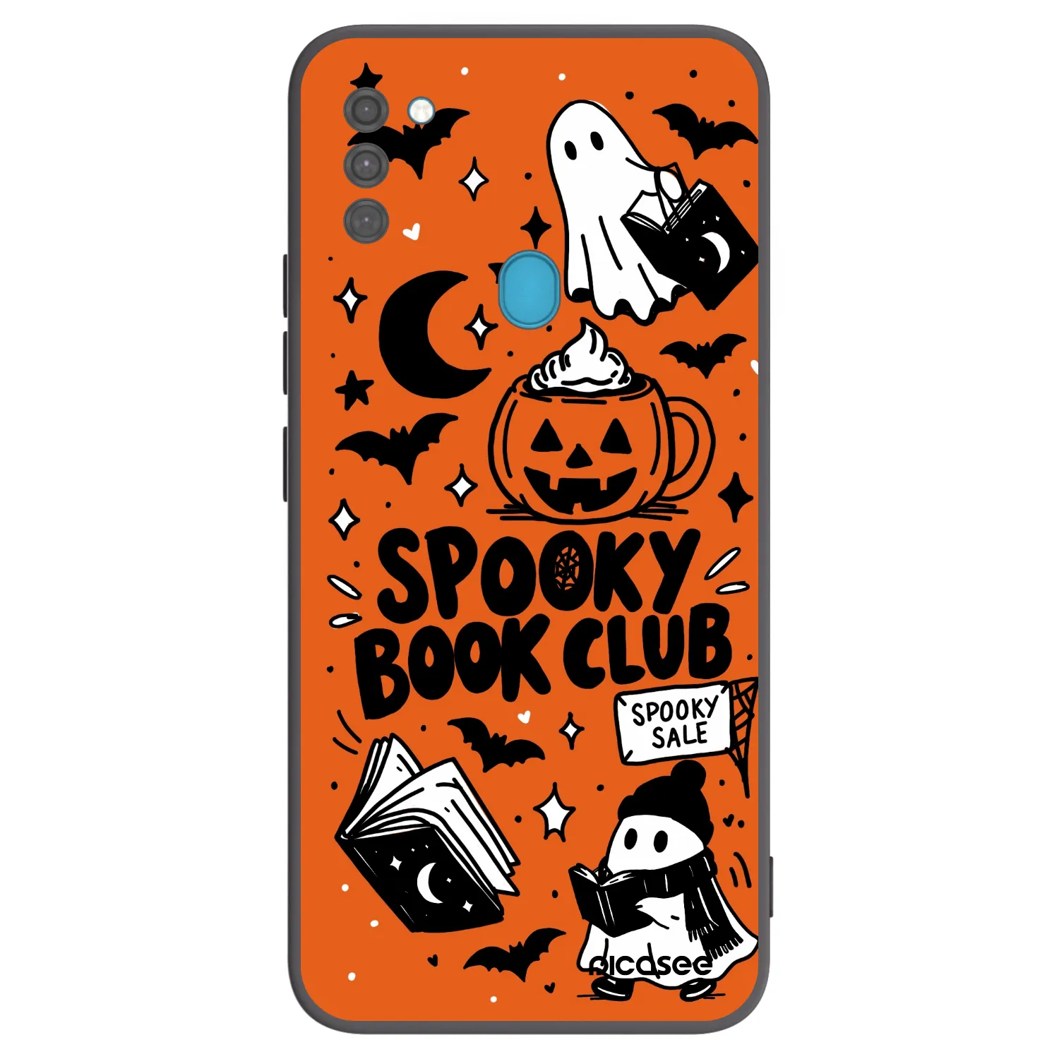 Picasee silikonowe czarne etui na Samsung Galaxy M11 - Spooky book club