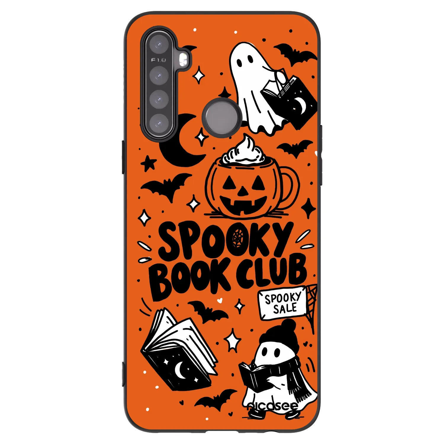 Picasee silikonowe czarne etui na Realme 5 - Spooky book club