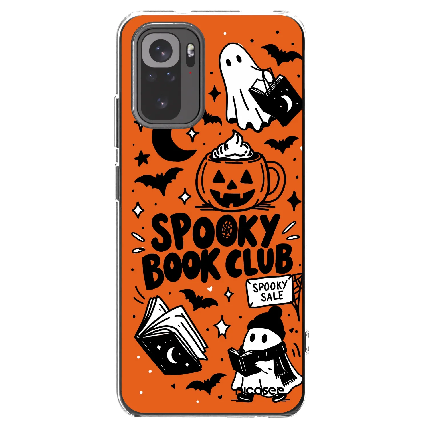 Picasee silikonowe przeźroczyste etui na Xiaomi Redmi Note 10 - Spooky book club