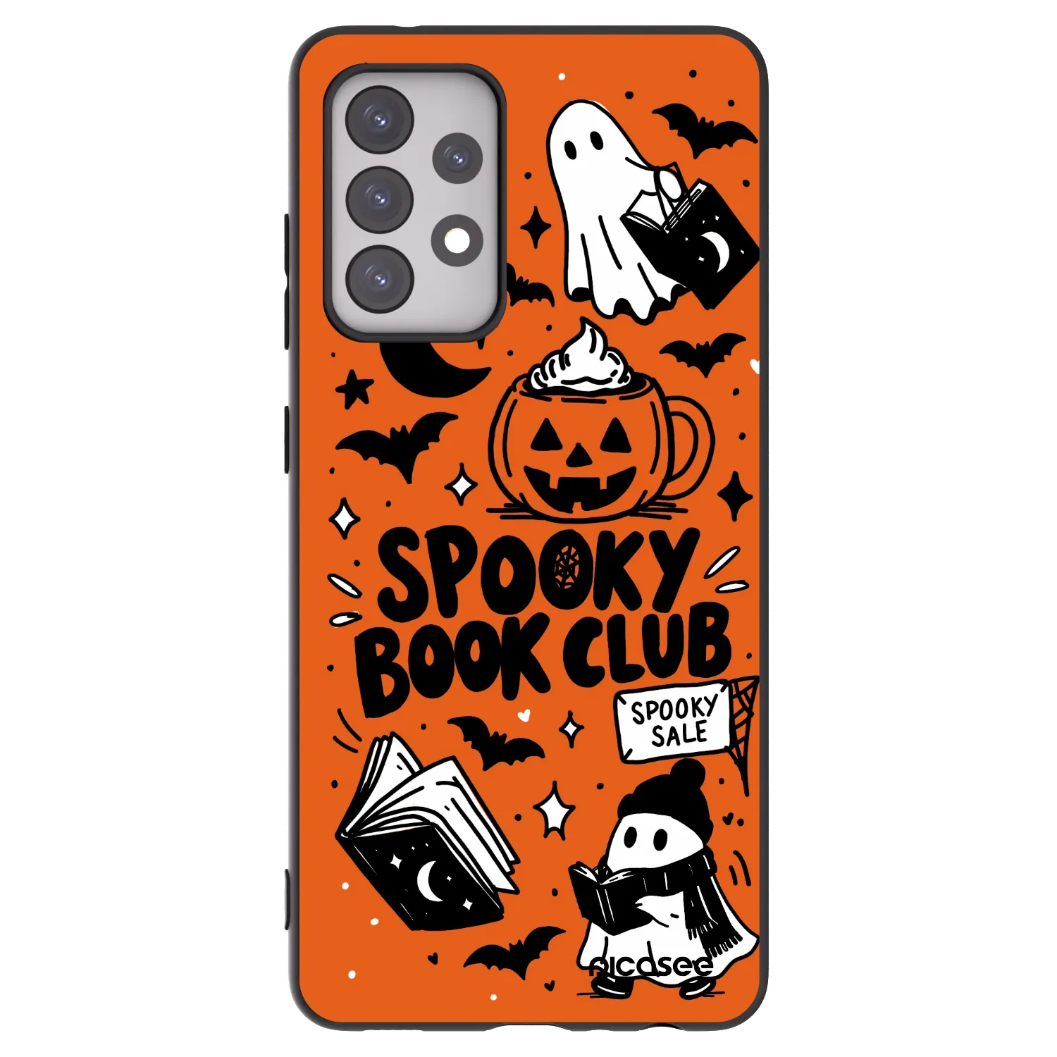 Picasee silikonowe czarne etui na Samsung Galaxy A52 5G A525F - Spooky book club